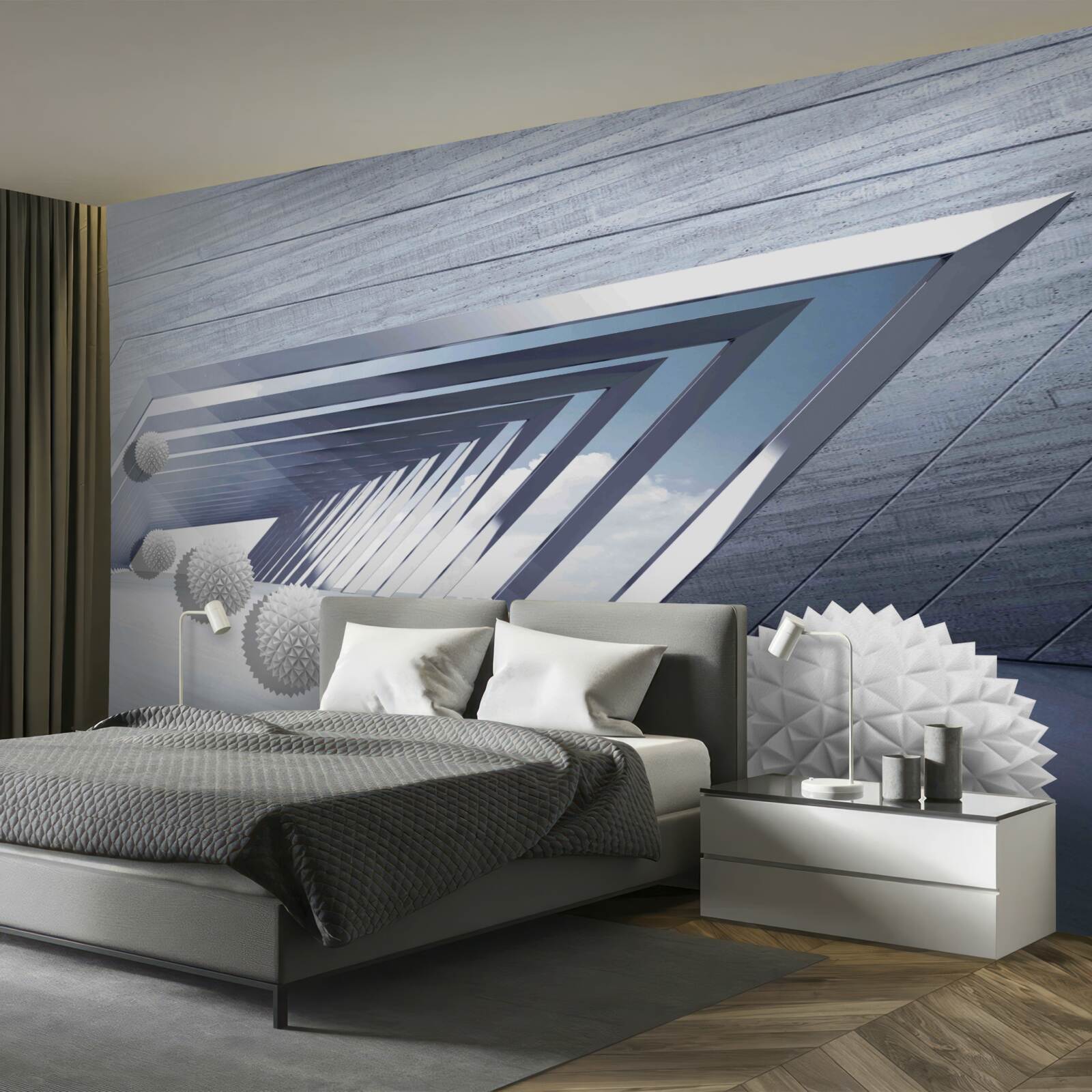 Фотошпалери літаючі шиповані кульки в проході