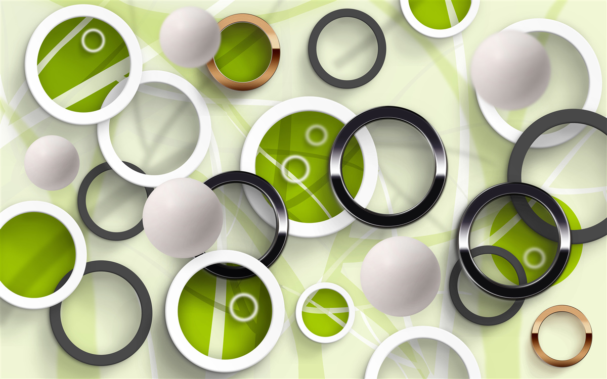 Фотошпалери абстрактні кола з зеленими елементами