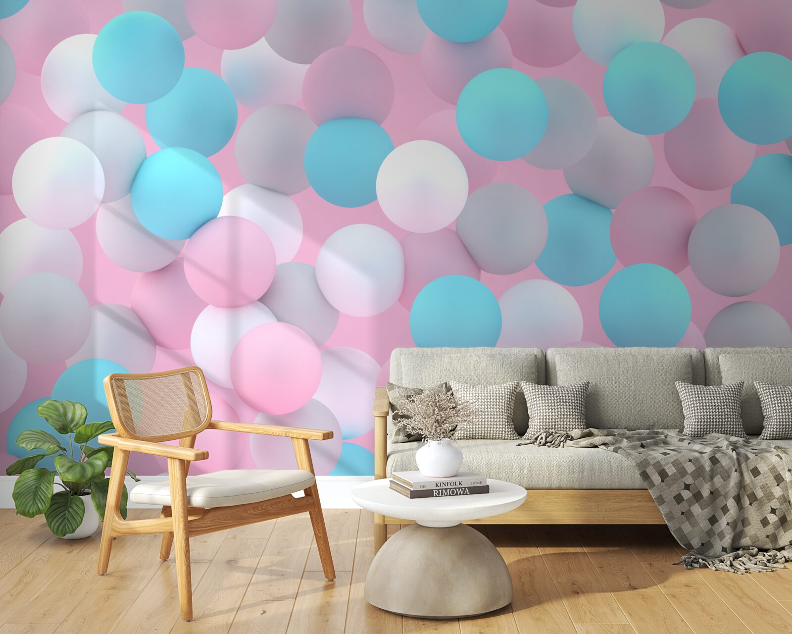 Фотошпалери в басейні плавають кульки всіх кольорів