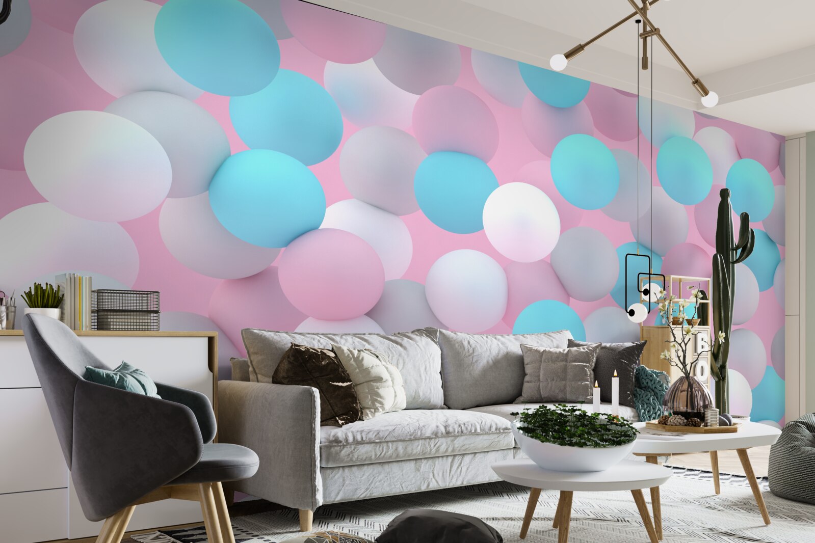 Фотошпалери в басейні плавають кульки всіх кольорів