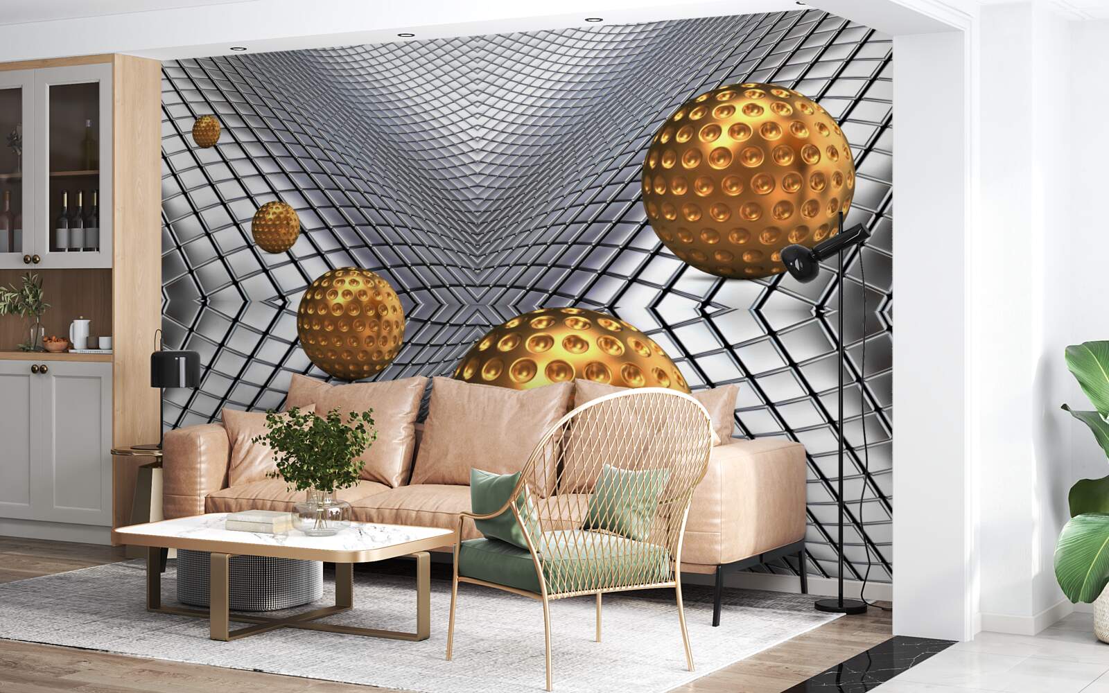 Фотошпалери плаваючі золоті тенісні м'ячі