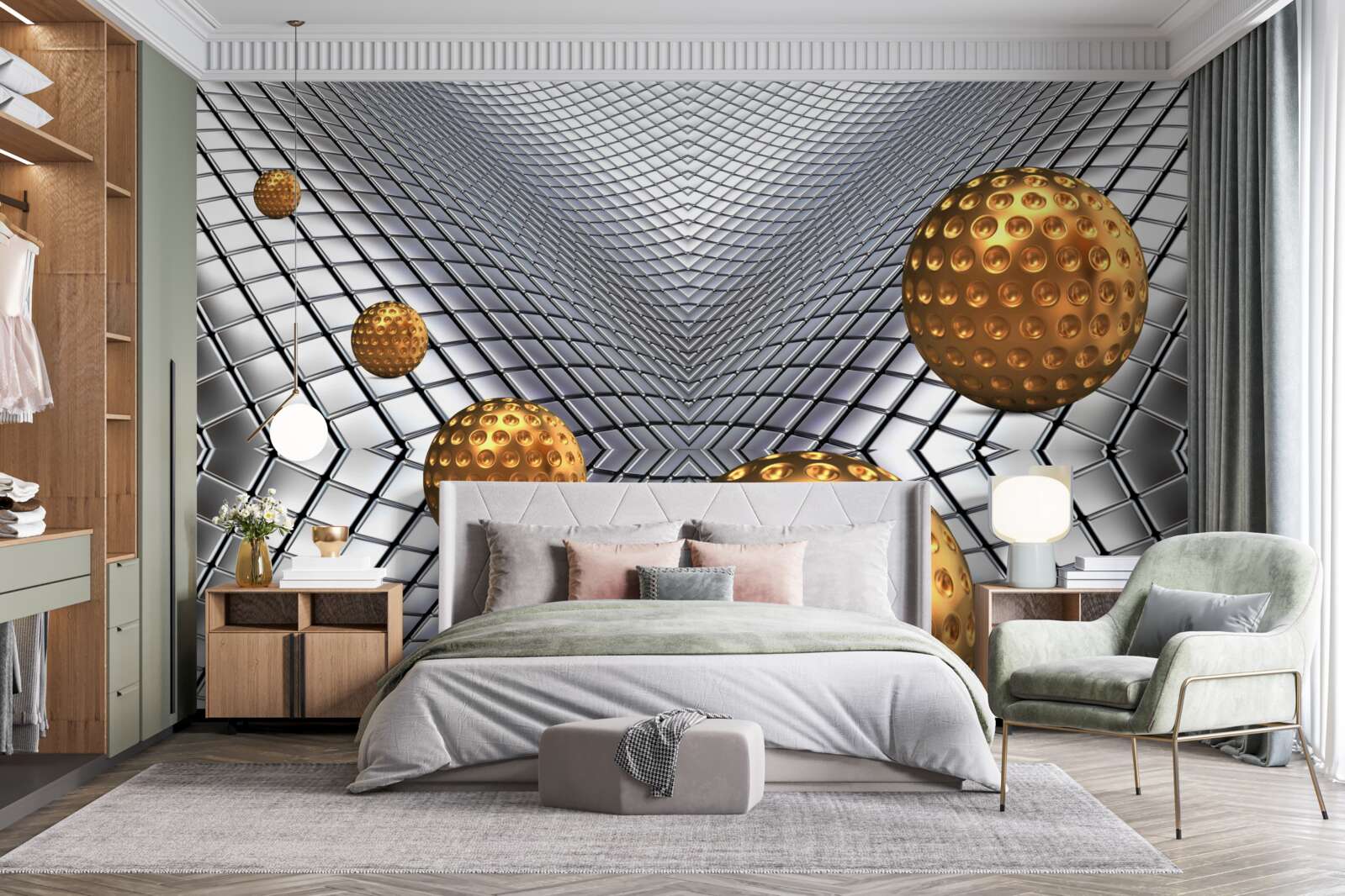 Фотошпалери плаваючі золоті тенісні м'ячі