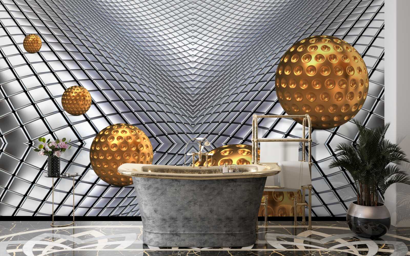 Фотошпалери плаваючі золоті тенісні м'ячі