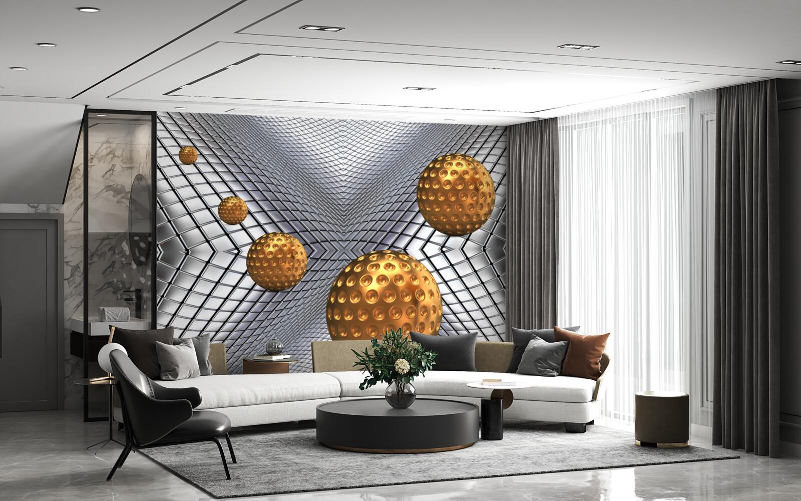 Фотошпалери плаваючі золоті тенісні м'ячі