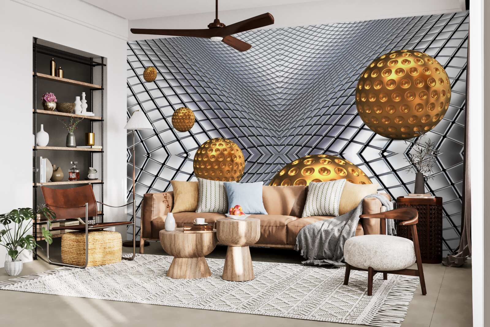 Фотошпалери плаваючі золоті тенісні м'ячі