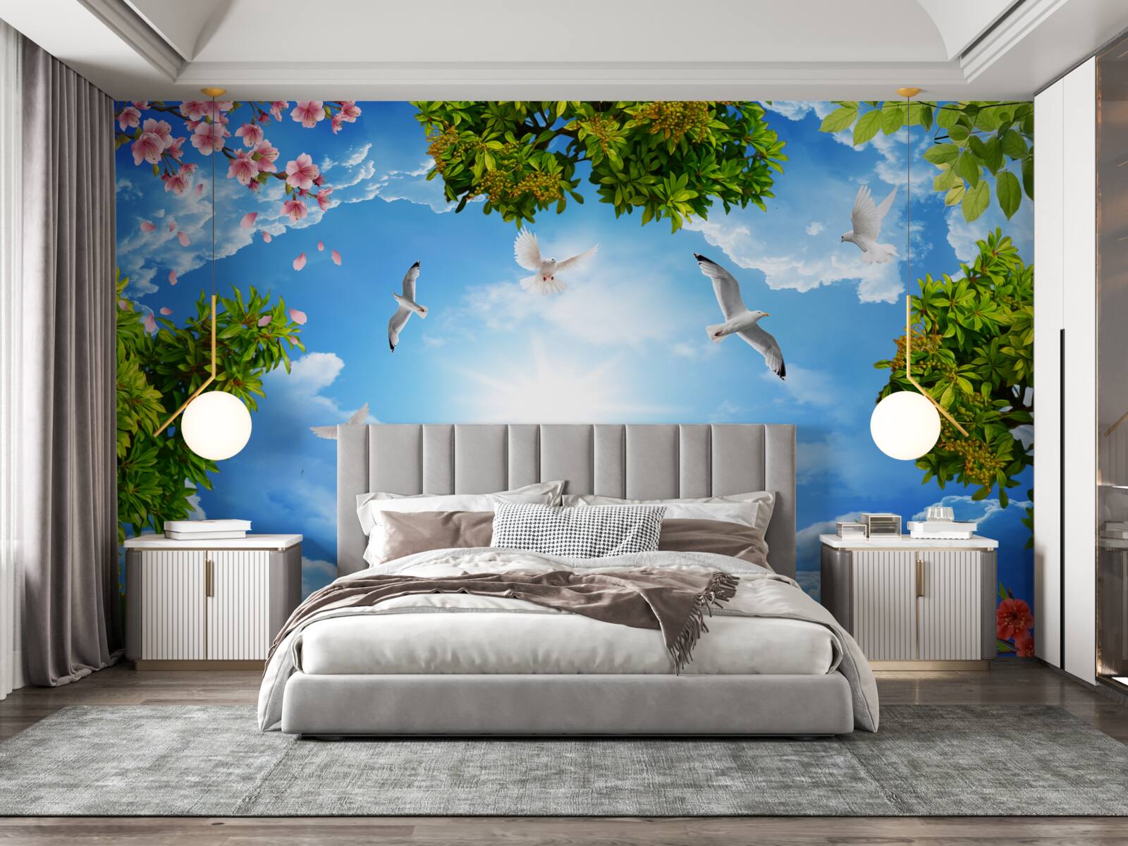 Фотошпалери птахи в лісі насолоджуються сонячним днем