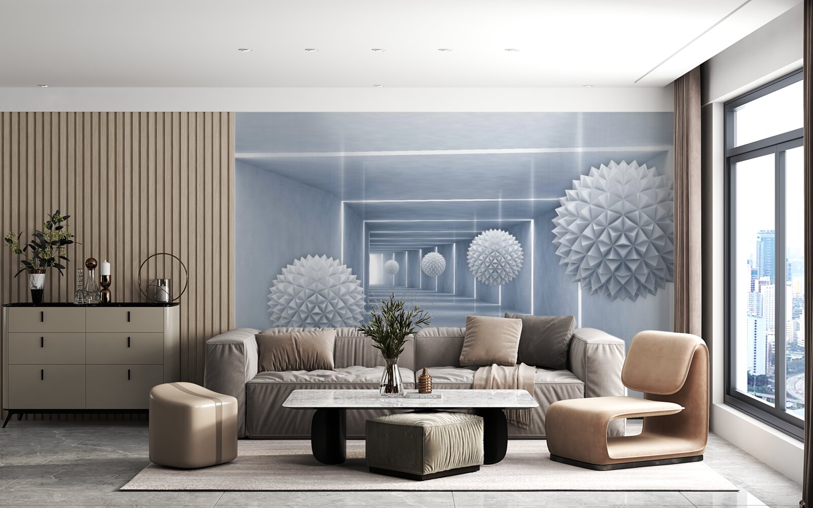 Фотошпалери кульки, що плавають у прямокутному проході