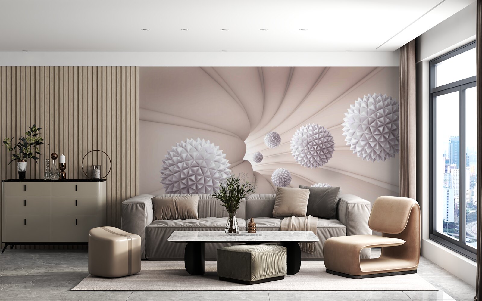 Фотошпалери круглі предмети швидко входять в тунель