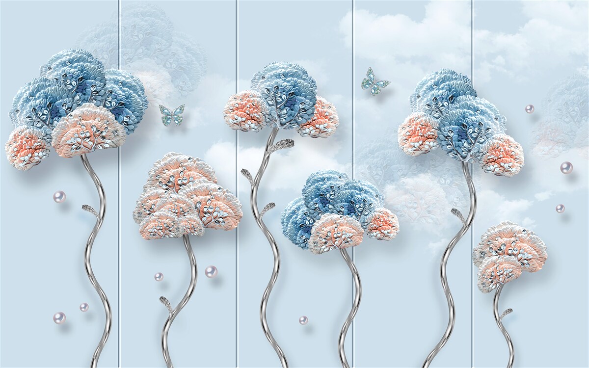 Фотошпалери гортензії, розташовані на вертикальній панелі