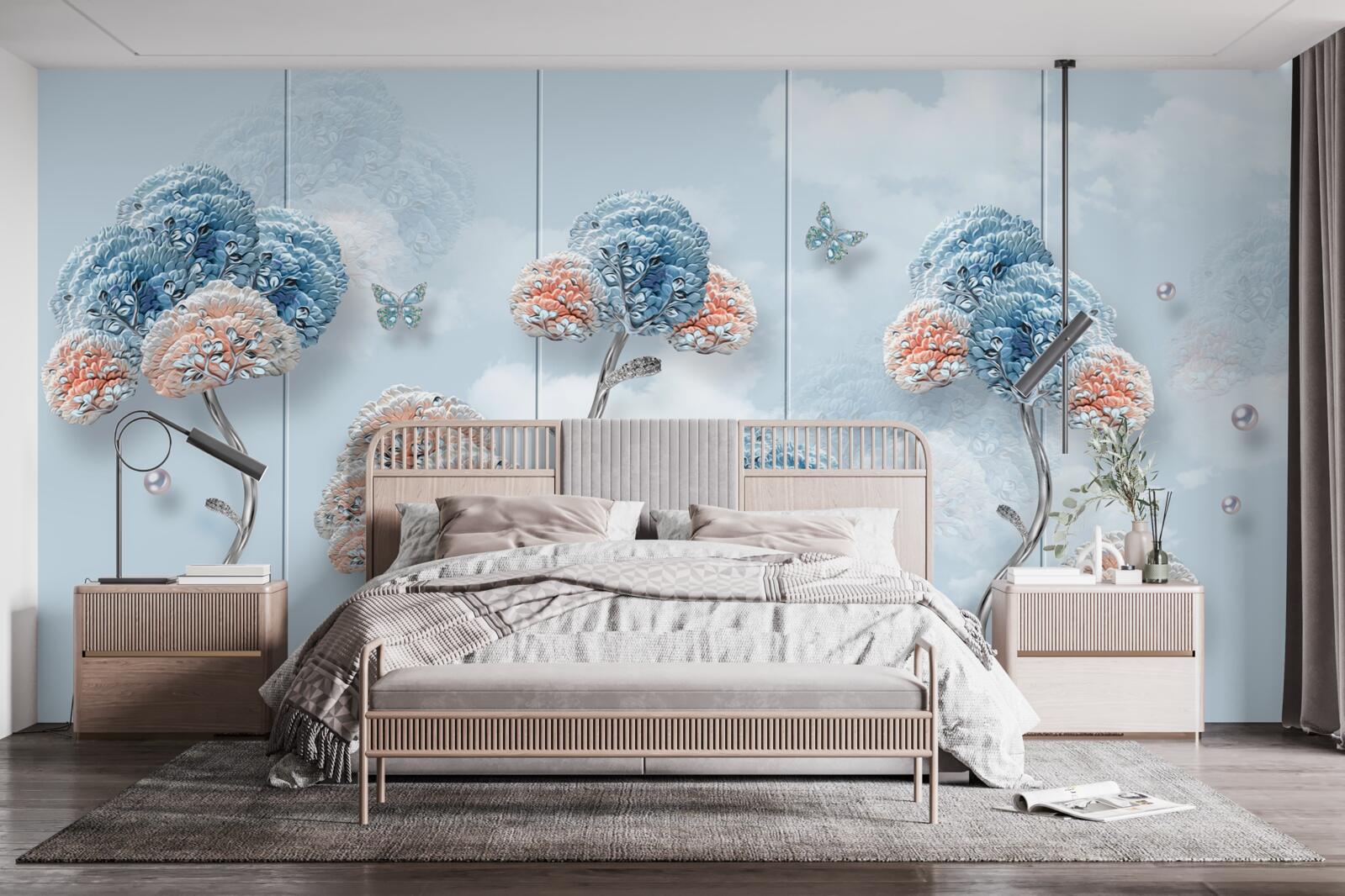 Фотошпалери гортензії, розташовані на вертикальній панелі