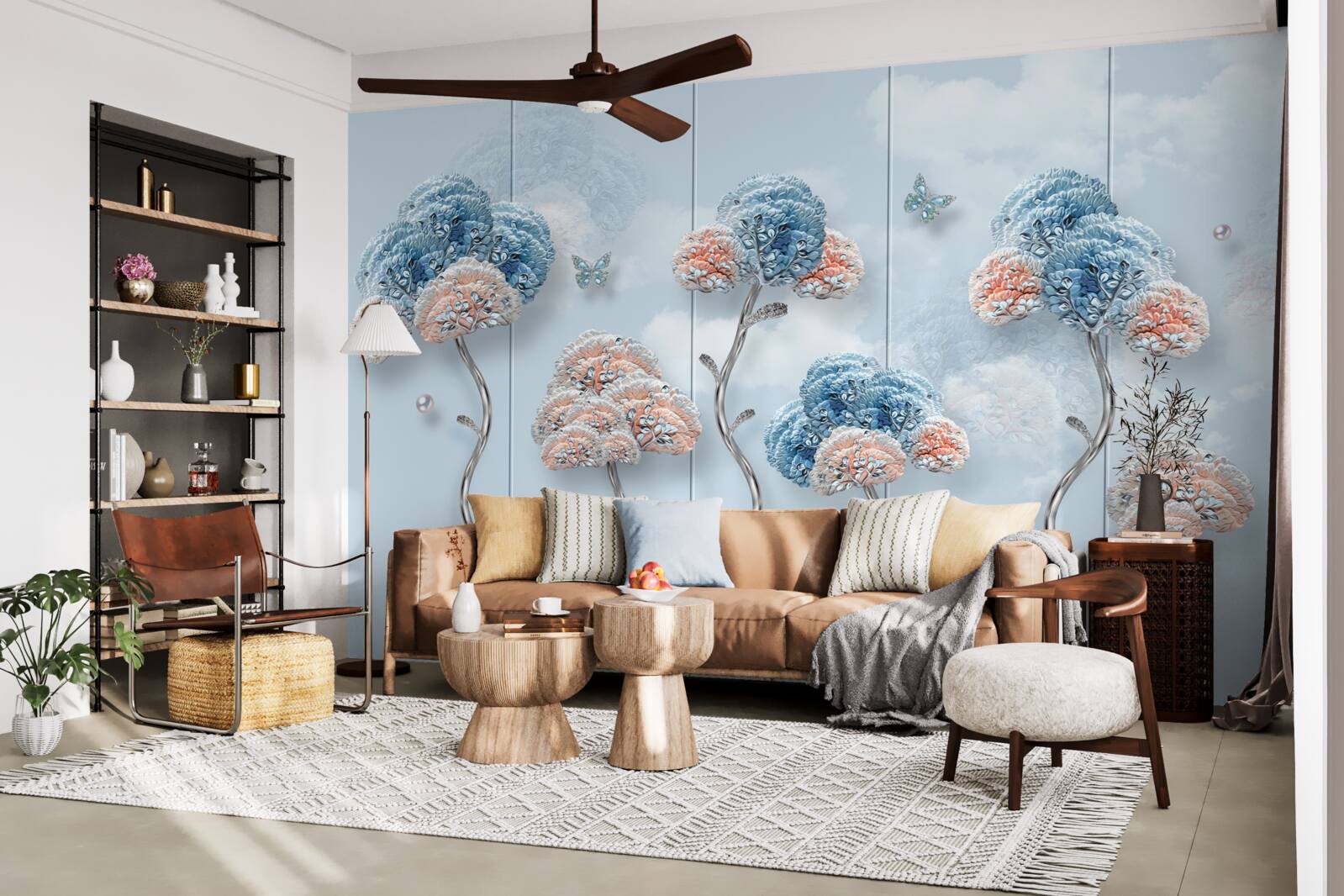 Фотошпалери гортензії, розташовані на вертикальній панелі