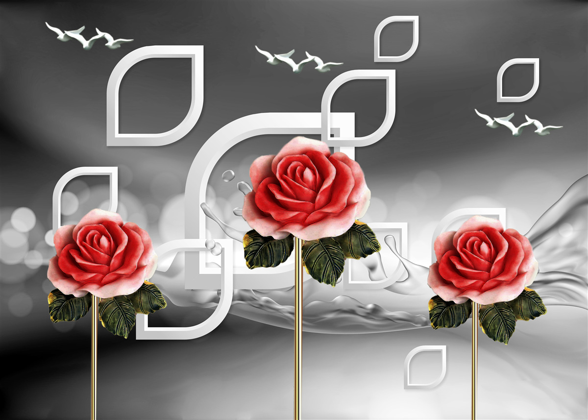 Фотошпалери витончені червоні троянди виблискують на абстрактному тлі