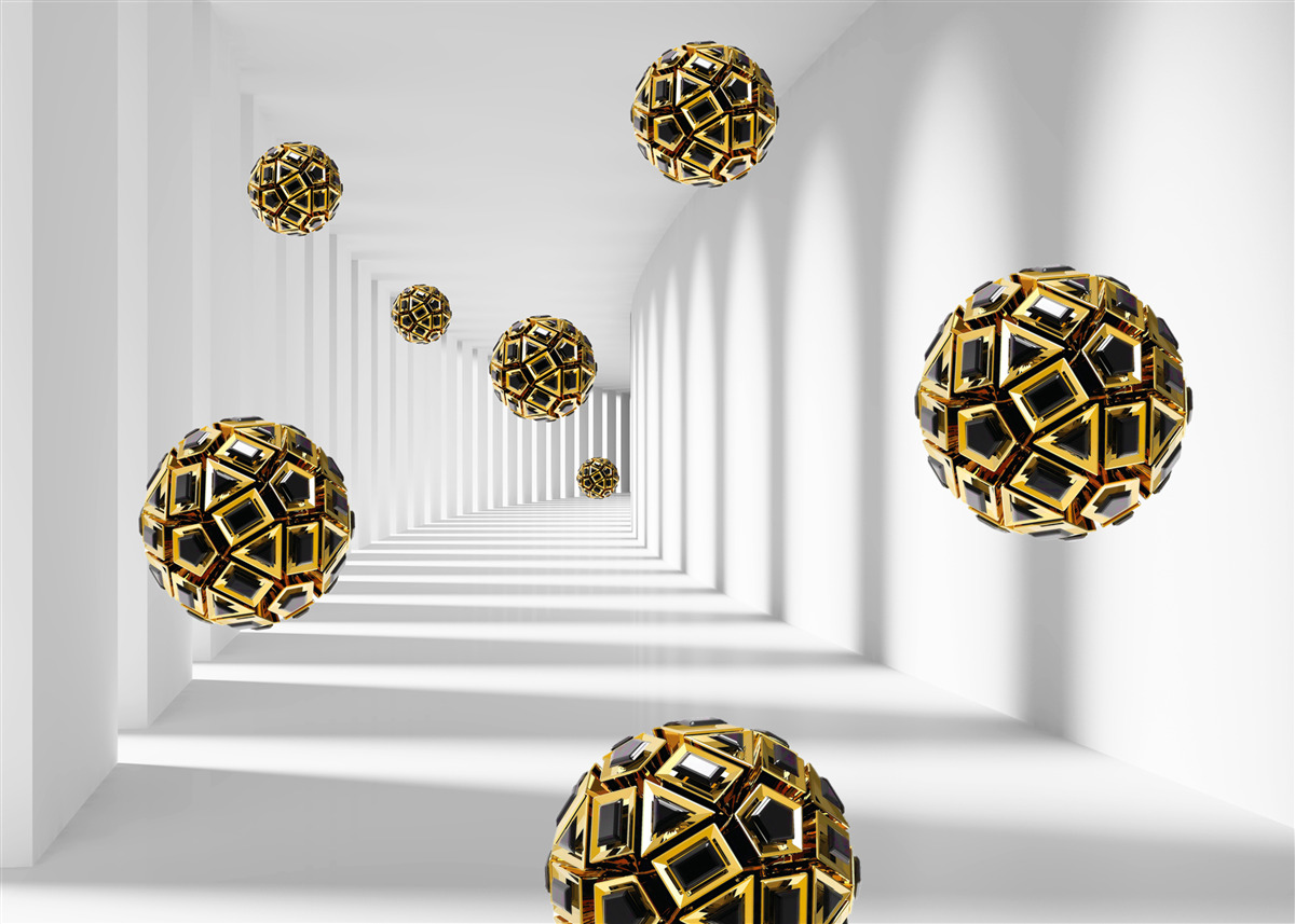 Фотошпалери чорно-золоті кулі, що плавно здіймаються в повітря