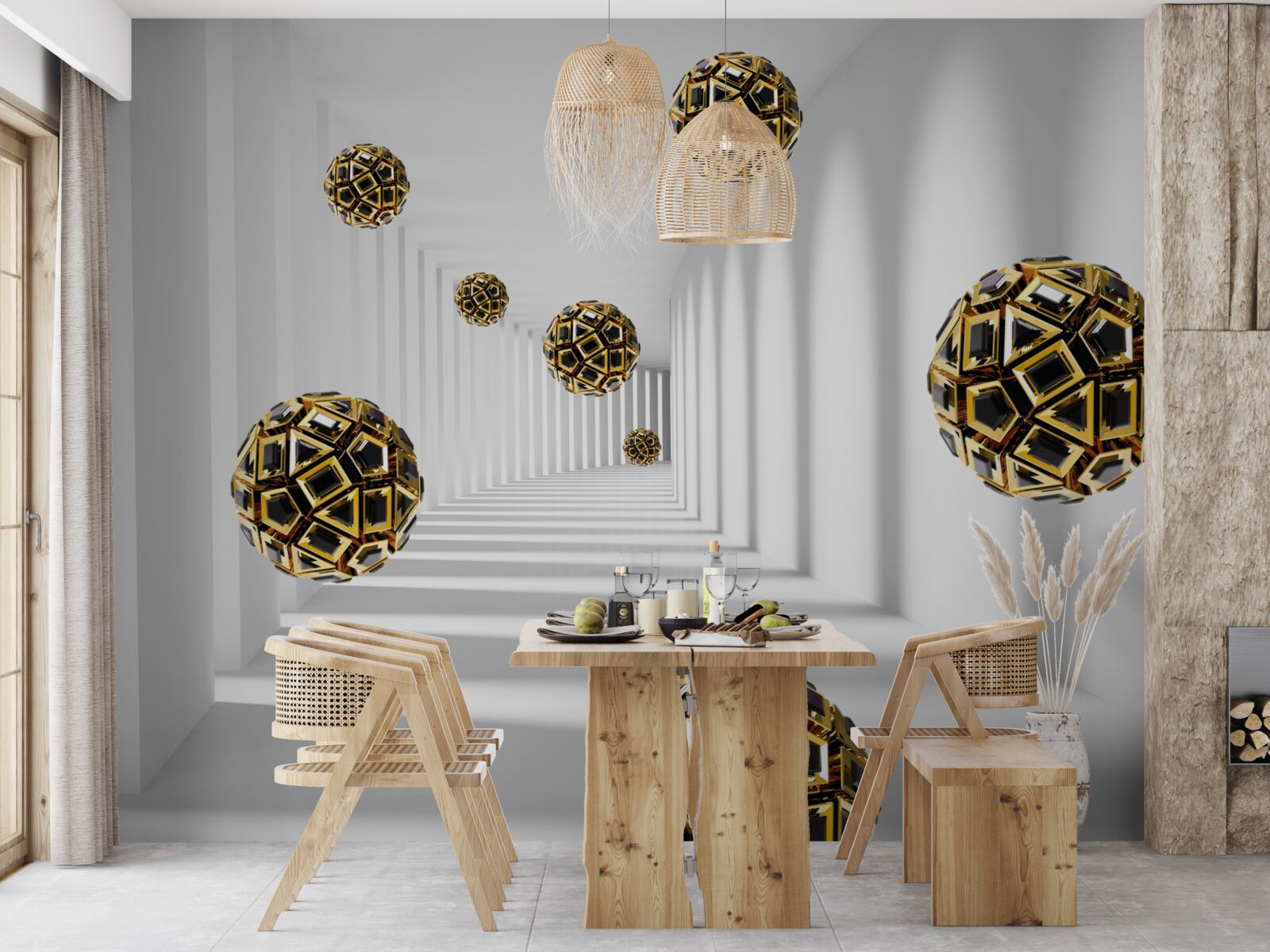 Фотошпалери чорно-золоті кулі, що плавно здіймаються в повітря