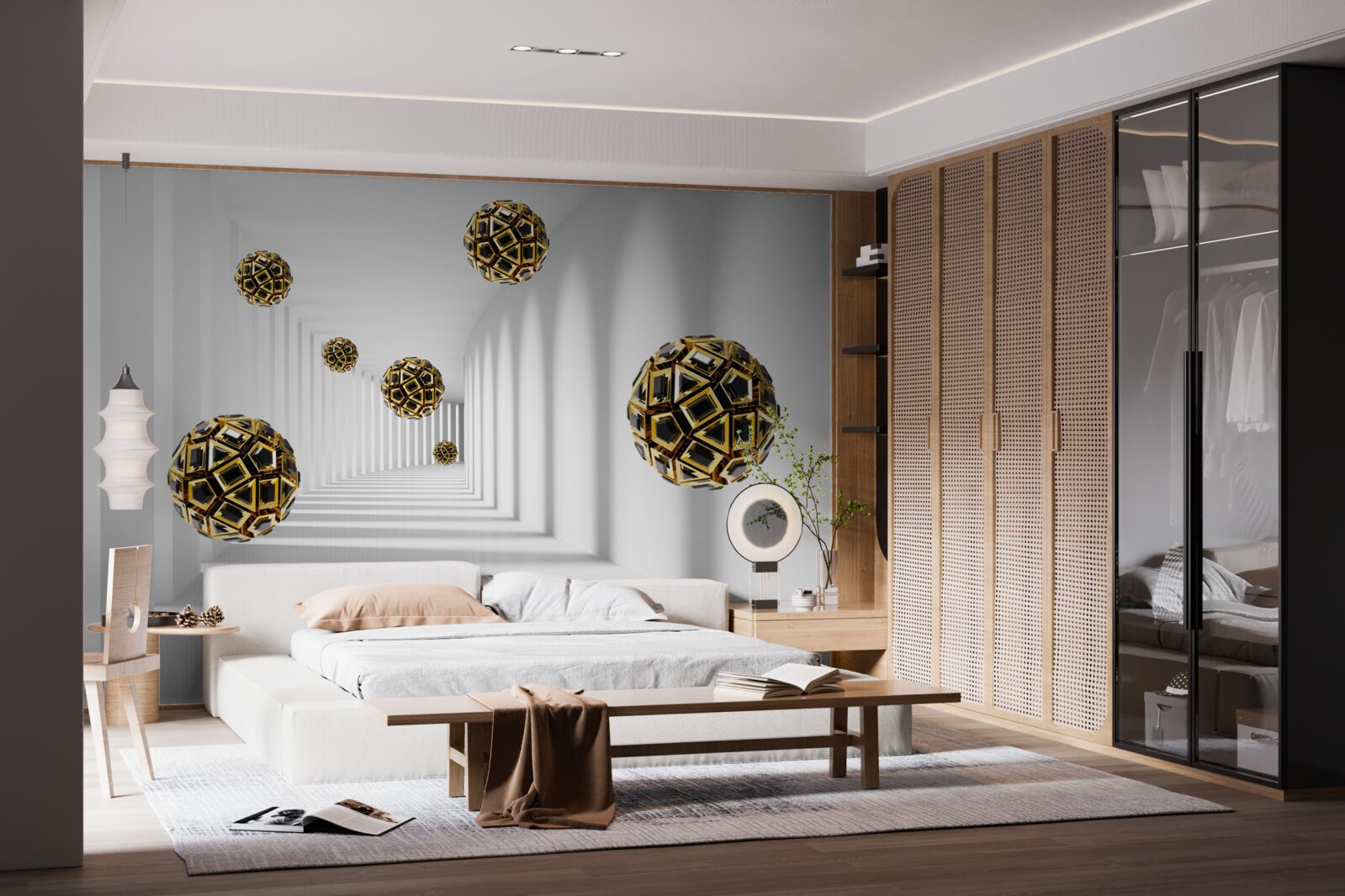 Фотошпалери чорно-золоті кулі, що плавно здіймаються в повітря