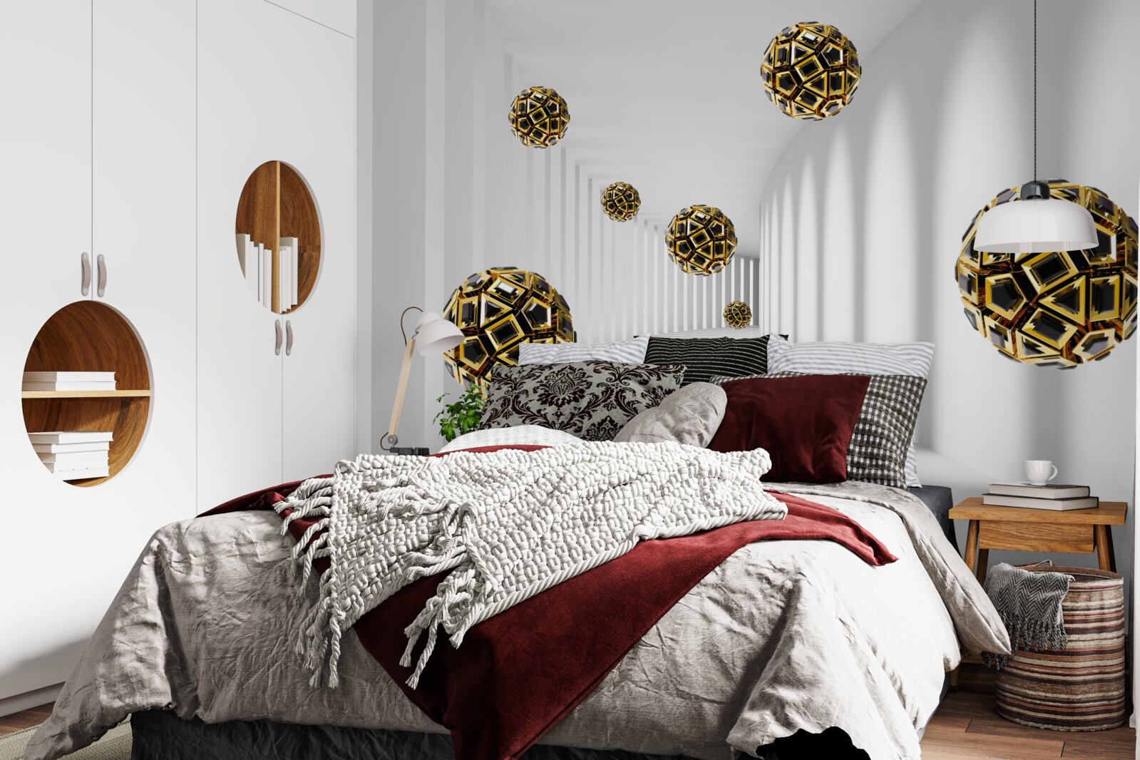 Фотошпалери чорно-золоті кулі, що плавно здіймаються в повітря