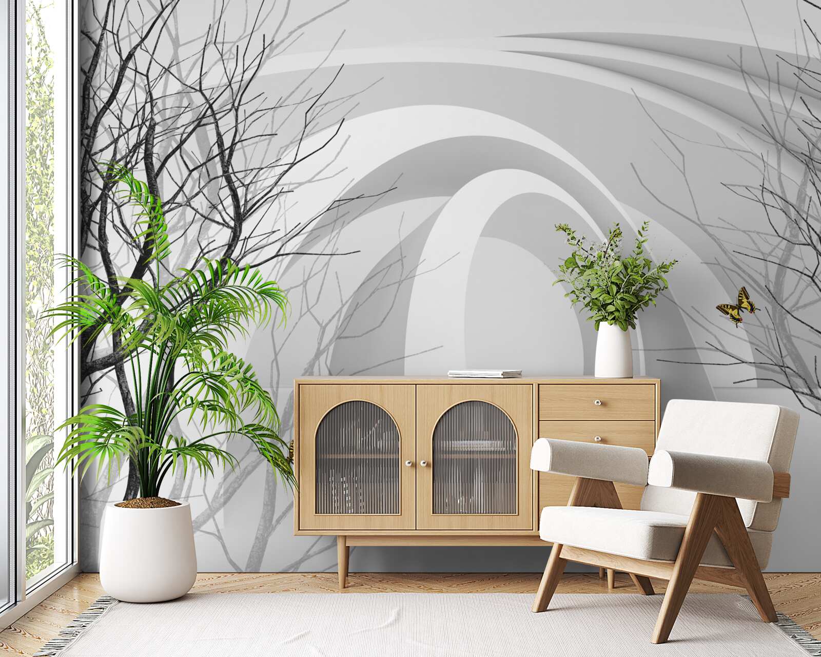 Фотошпалери футуристичні арки та оголені дерева