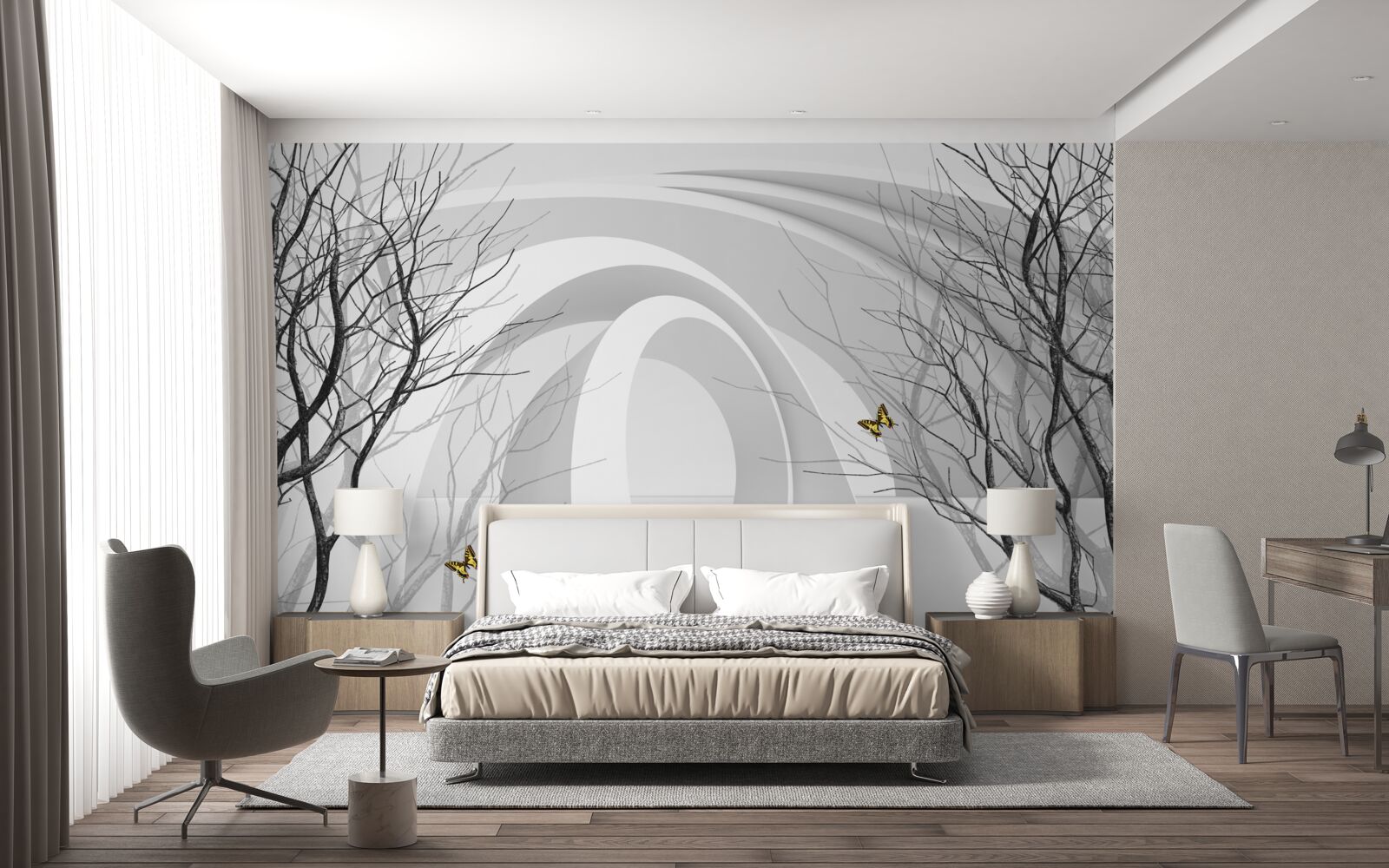 Фотошпалери футуристичні арки та оголені дерева