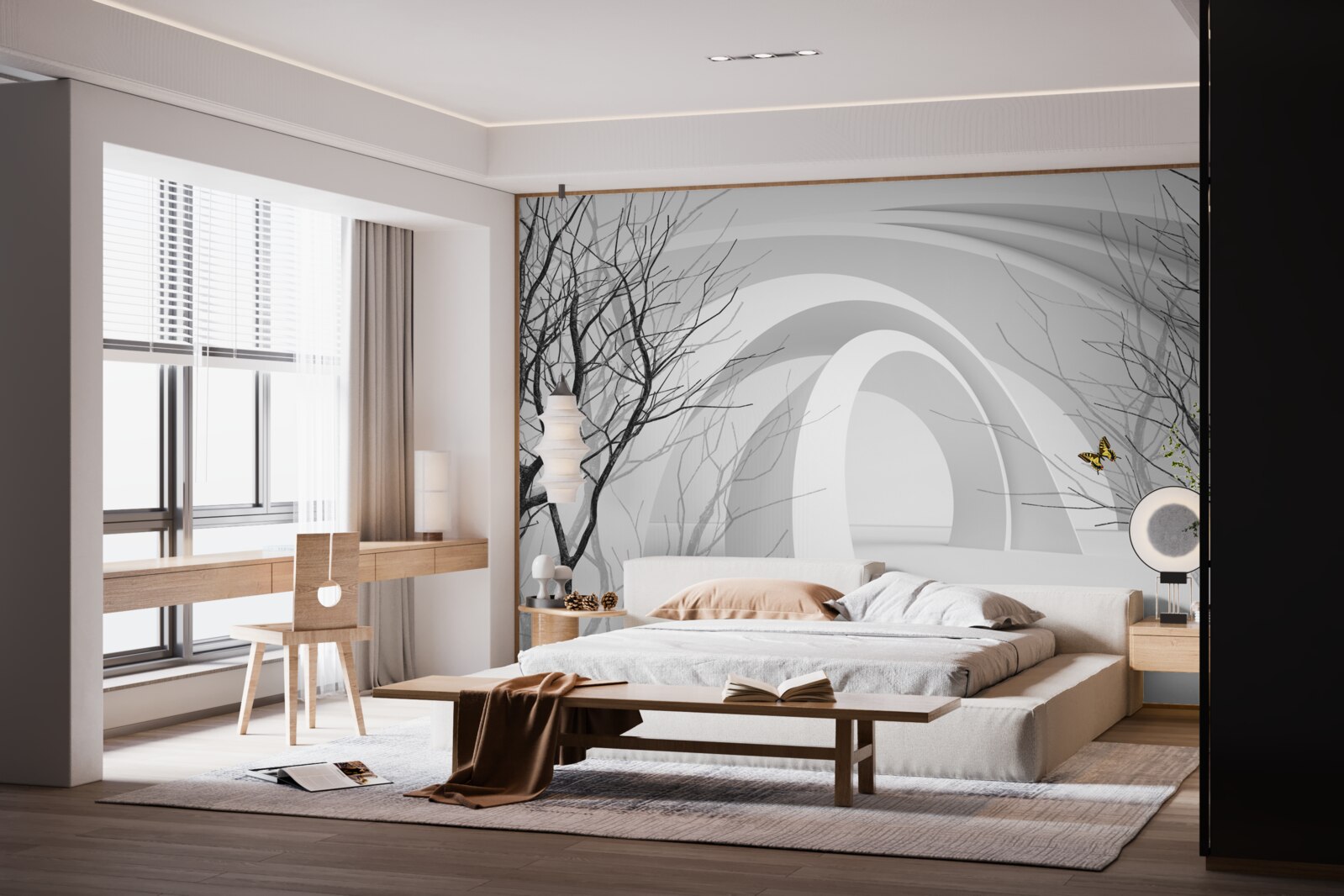 Фотошпалери футуристичні арки та оголені дерева