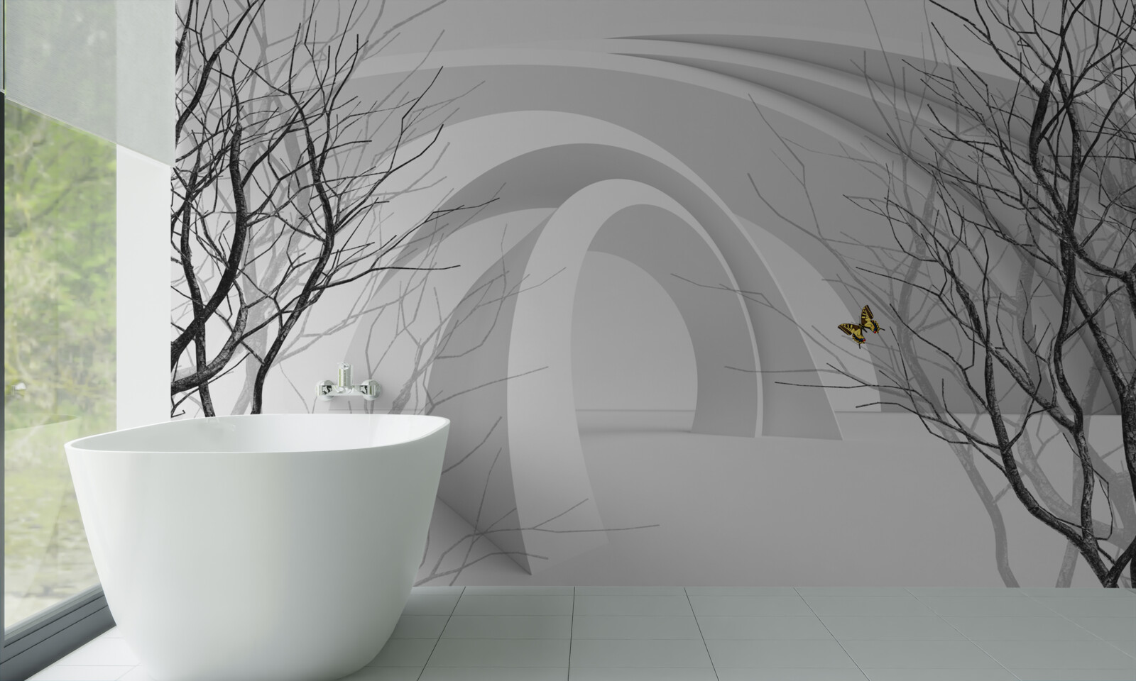 Фотошпалери футуристичні арки та оголені дерева