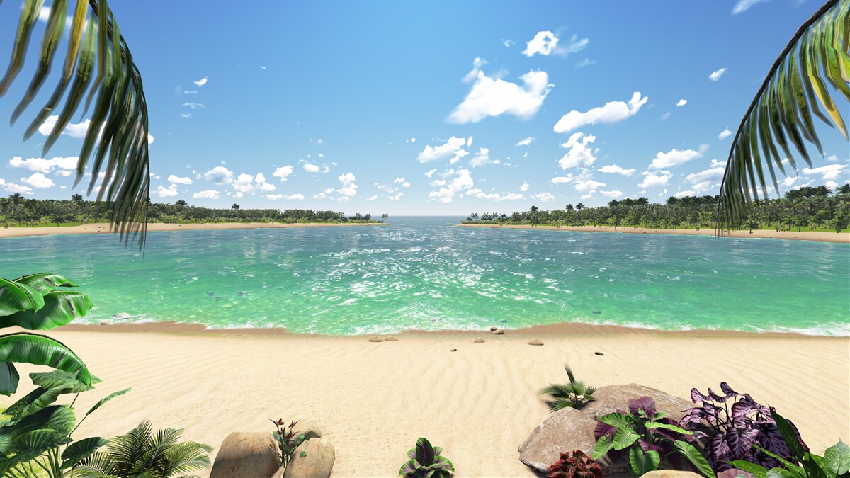 Фотошпалери пляж із золотистим піском біля бірюзового узбережжя