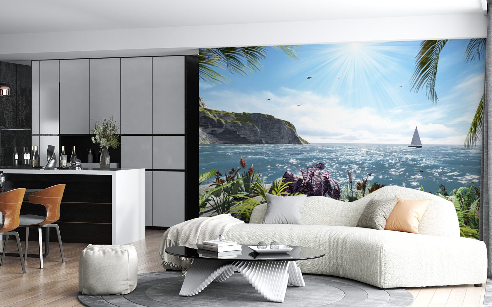 Фотошпалери промені світла освітлюють поверхню моря