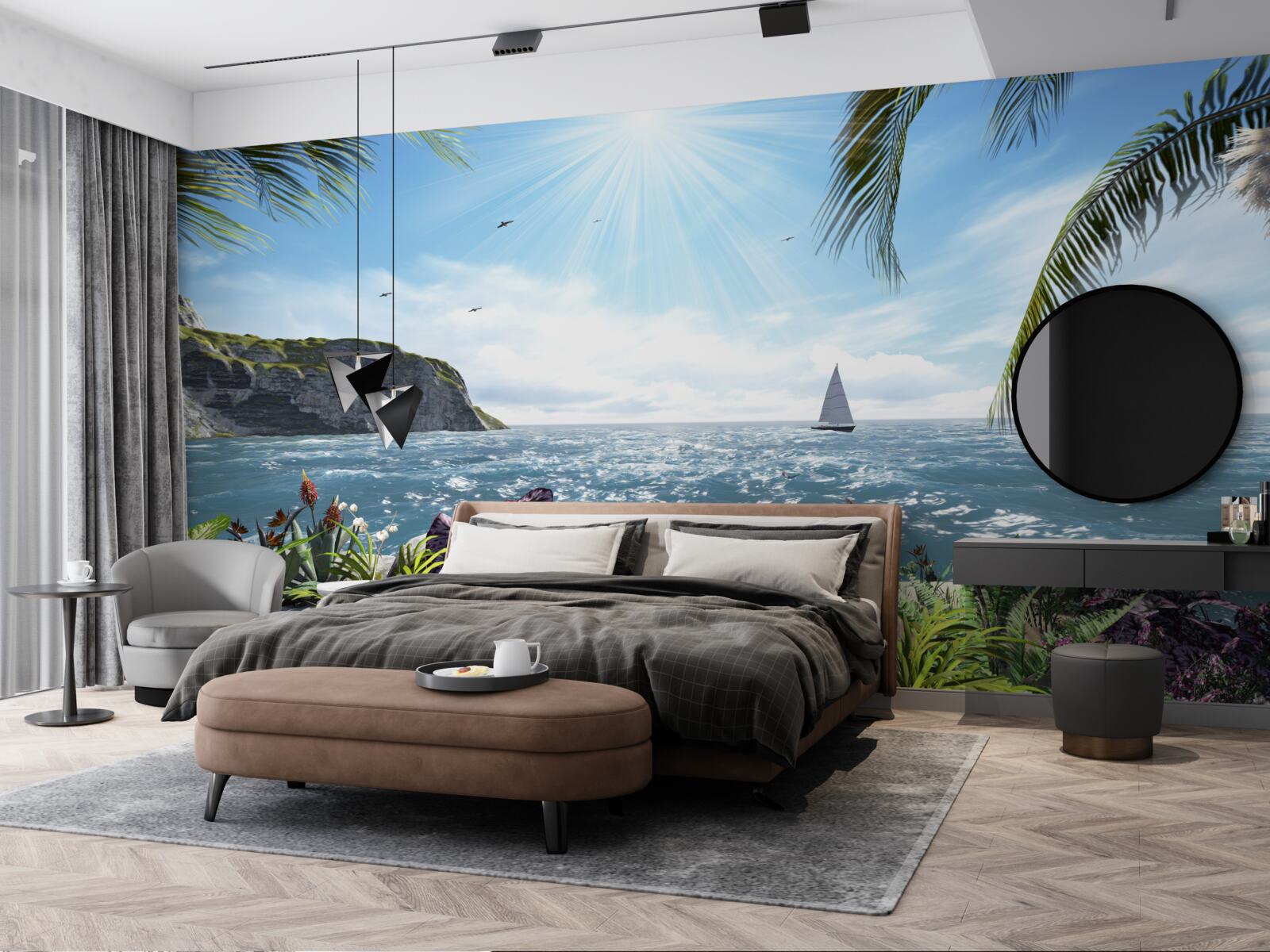 Фотошпалери промені світла освітлюють поверхню моря