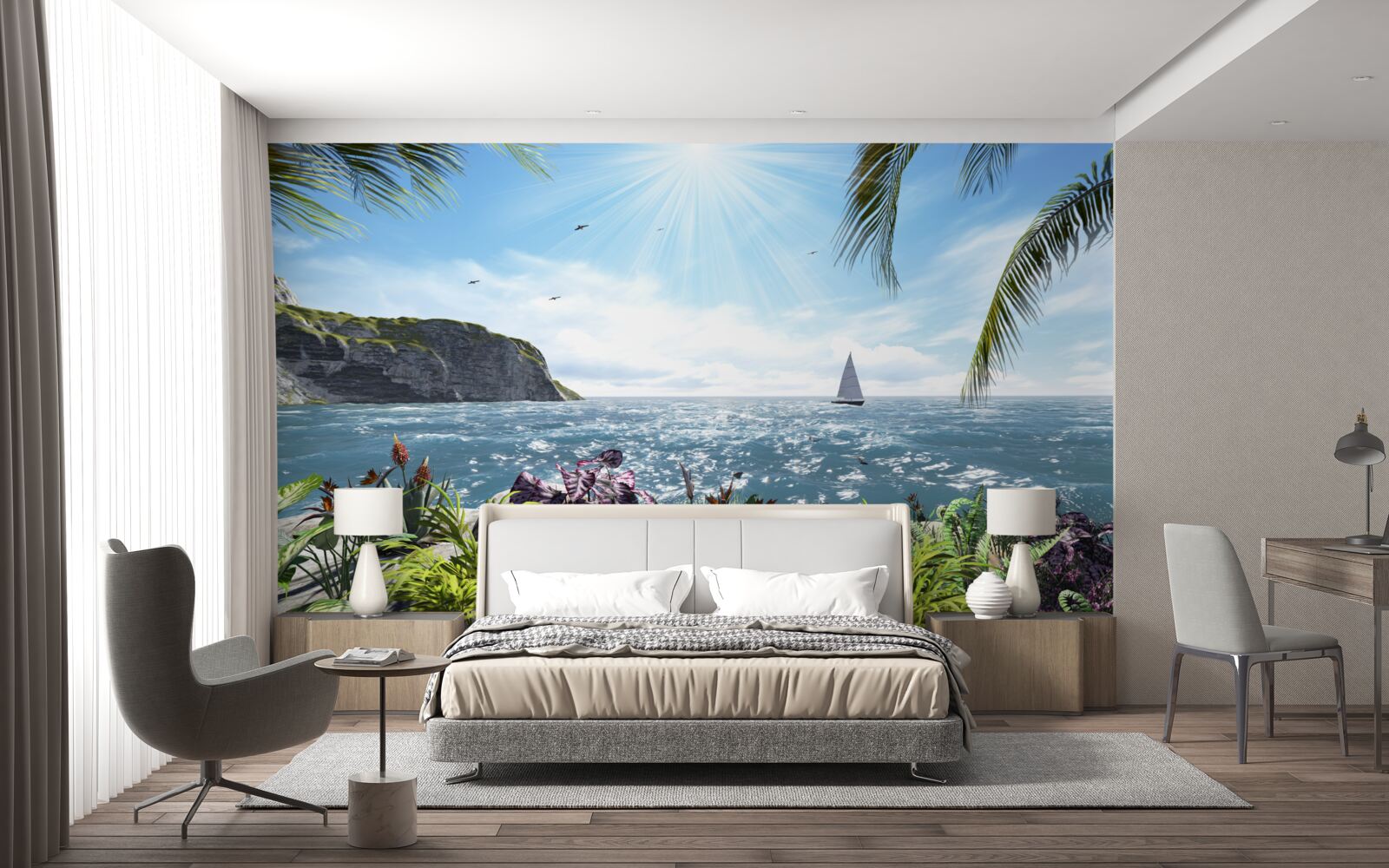 Фотошпалери промені світла освітлюють поверхню моря