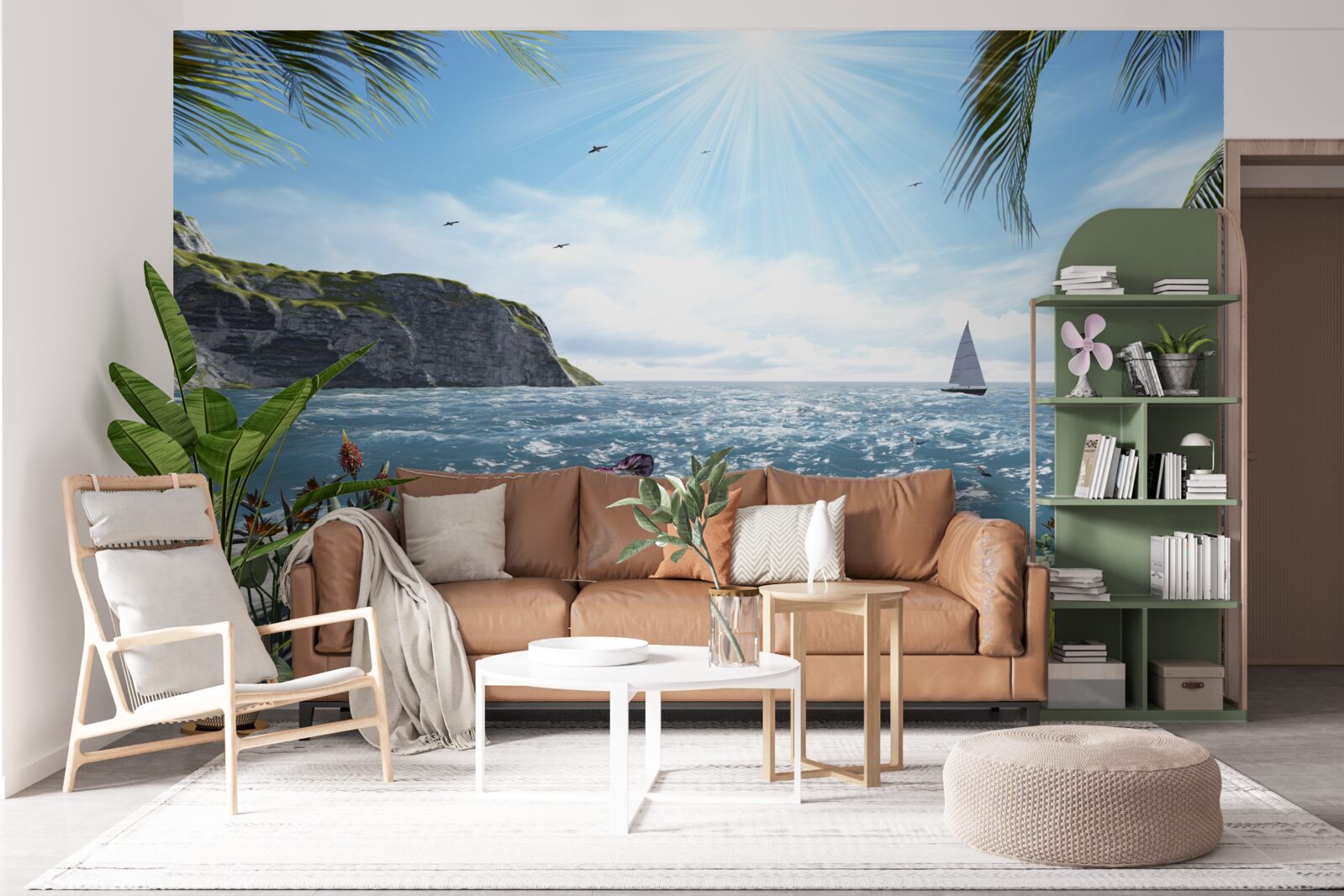 Фотошпалери промені світла освітлюють поверхню моря