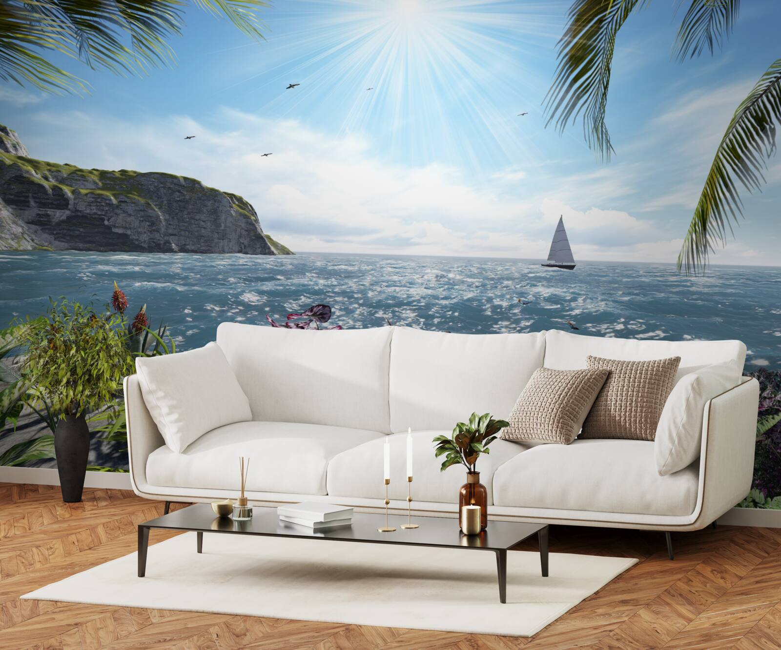 Фотошпалери промені світла освітлюють поверхню моря