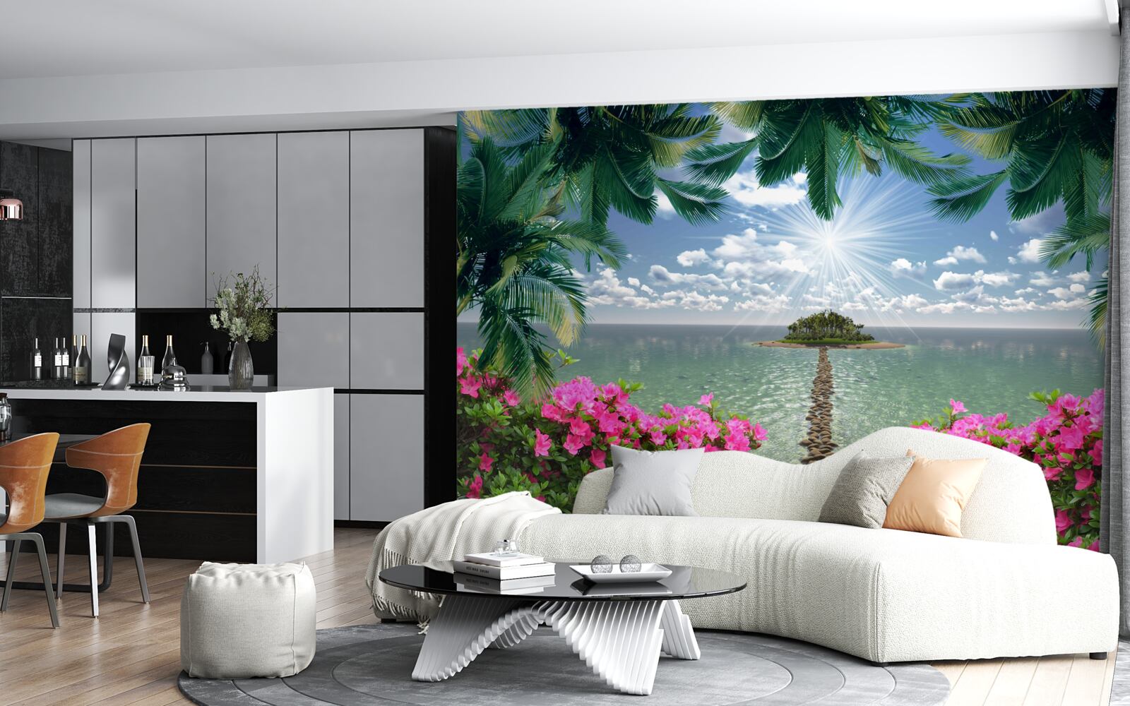 Фотошпалери кам'яна стежка, що веде на острів в океані