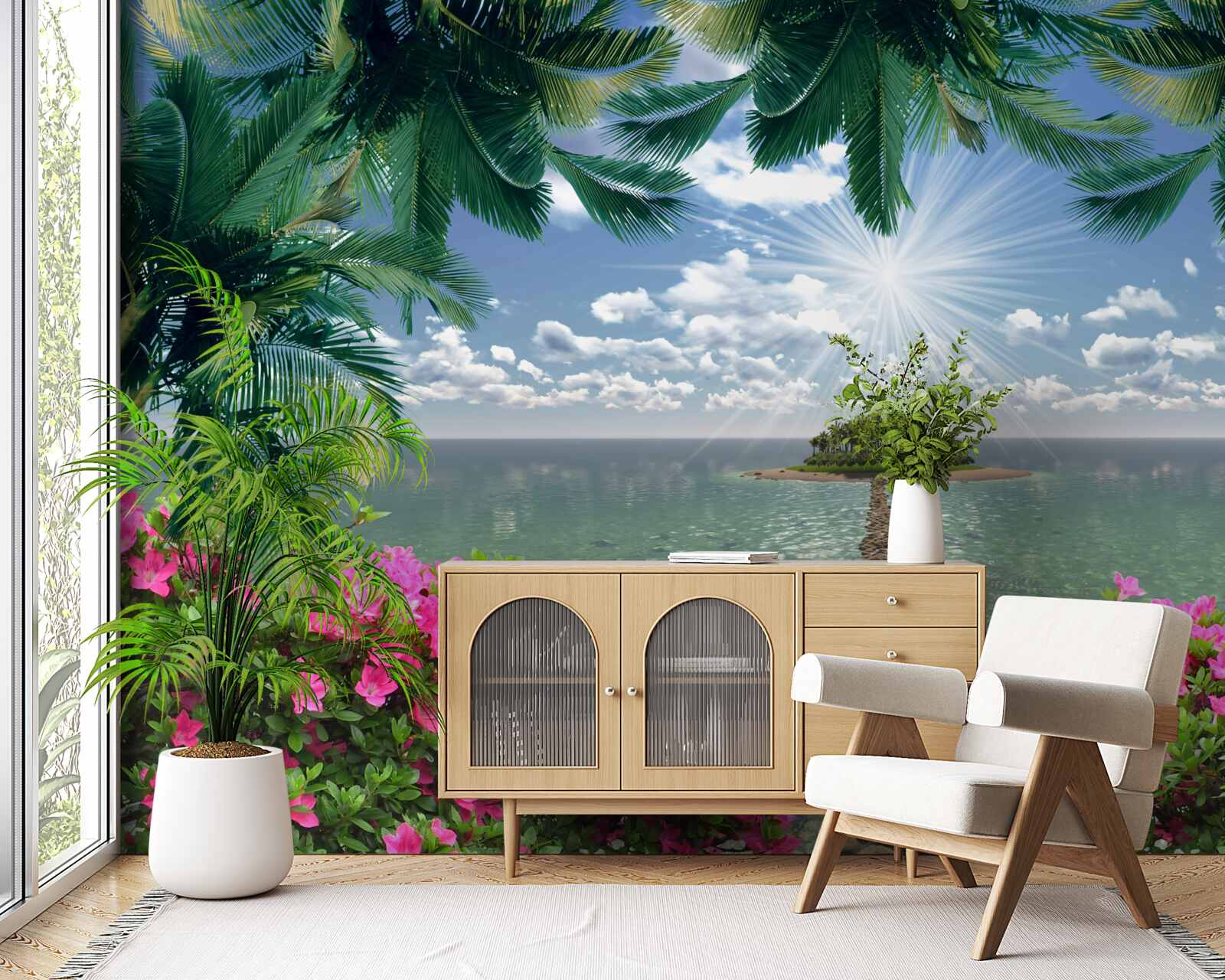 Фотошпалери кам'яна стежка, що веде на острів в океані