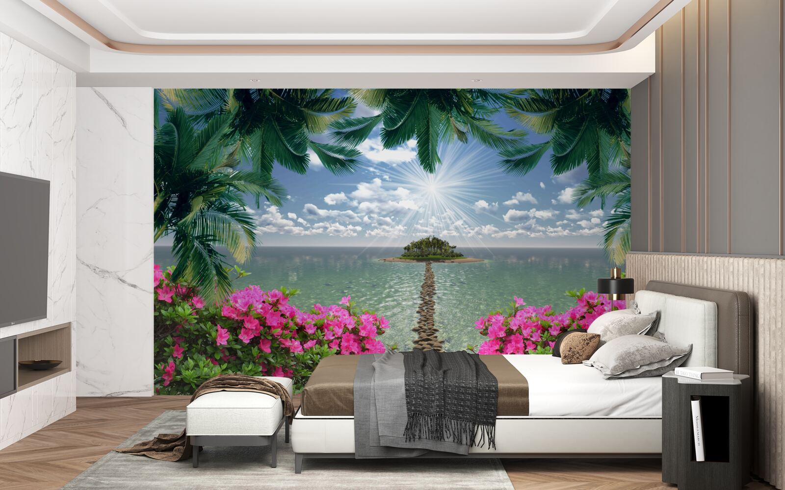 Фотошпалери кам'яна стежка, що веде на острів в океані