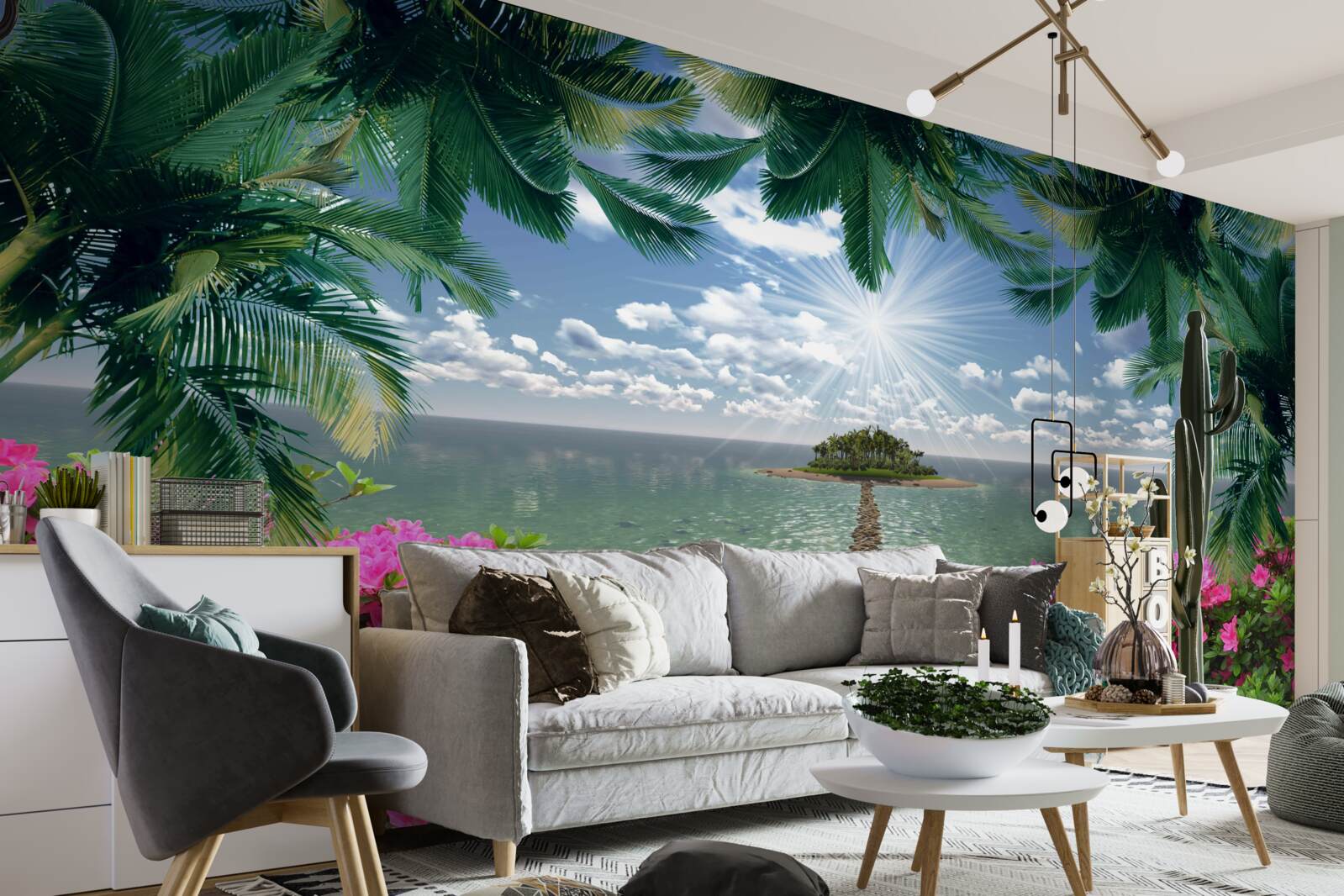 Фотошпалери кам'яна стежка, що веде на острів в океані