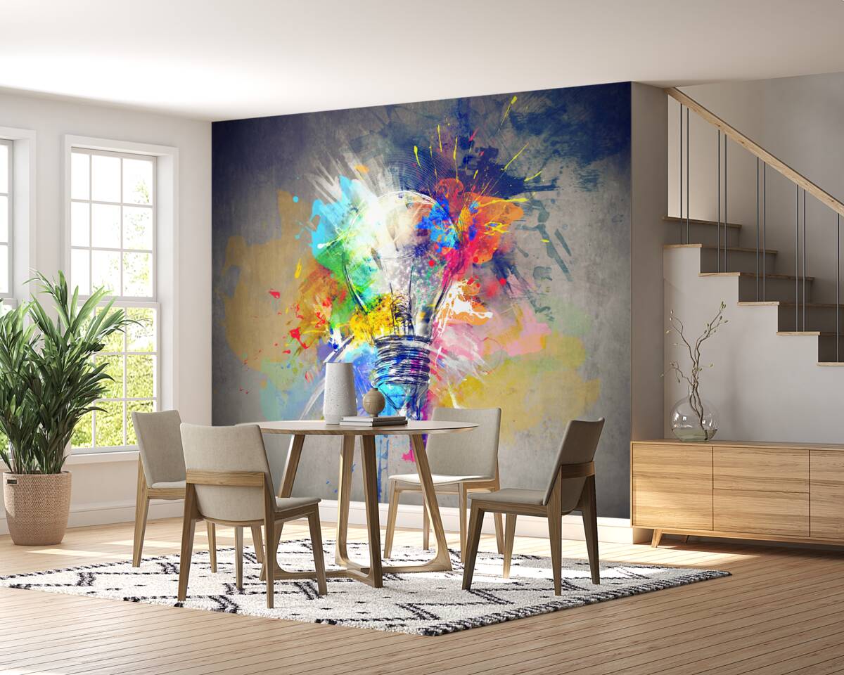 Фотошпалери яскрава кольорова лампочка