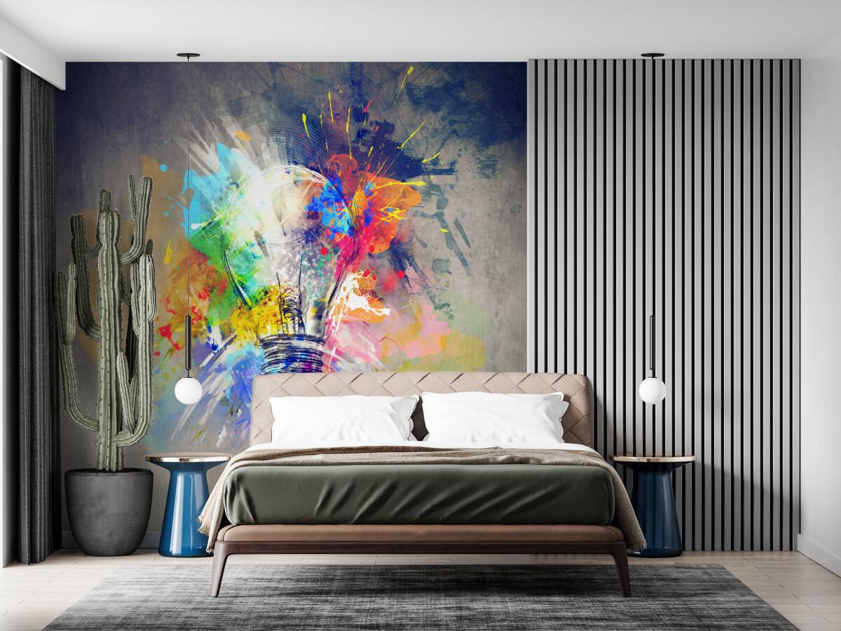 Фотошпалери яскрава кольорова лампочка