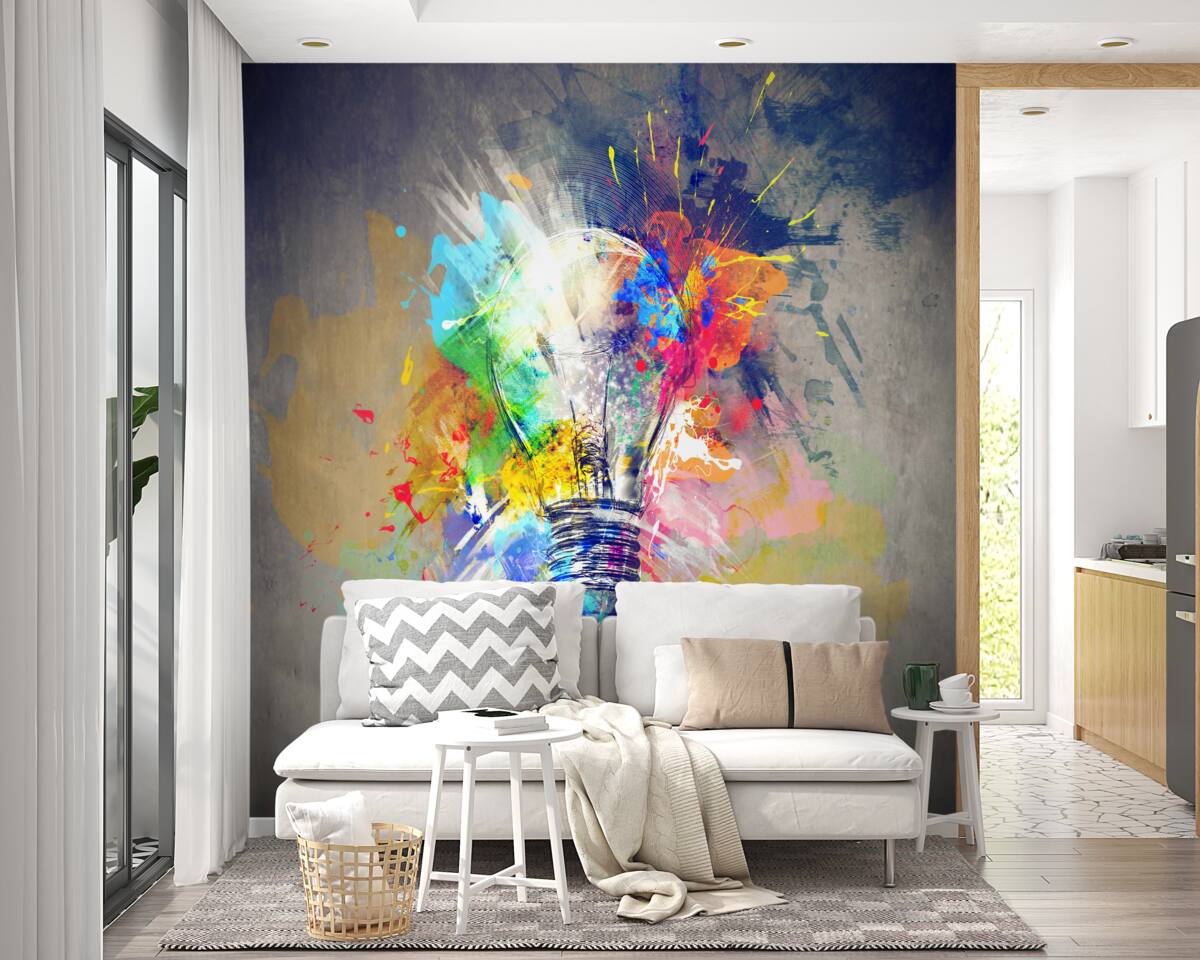 Фотошпалери яскрава кольорова лампочка