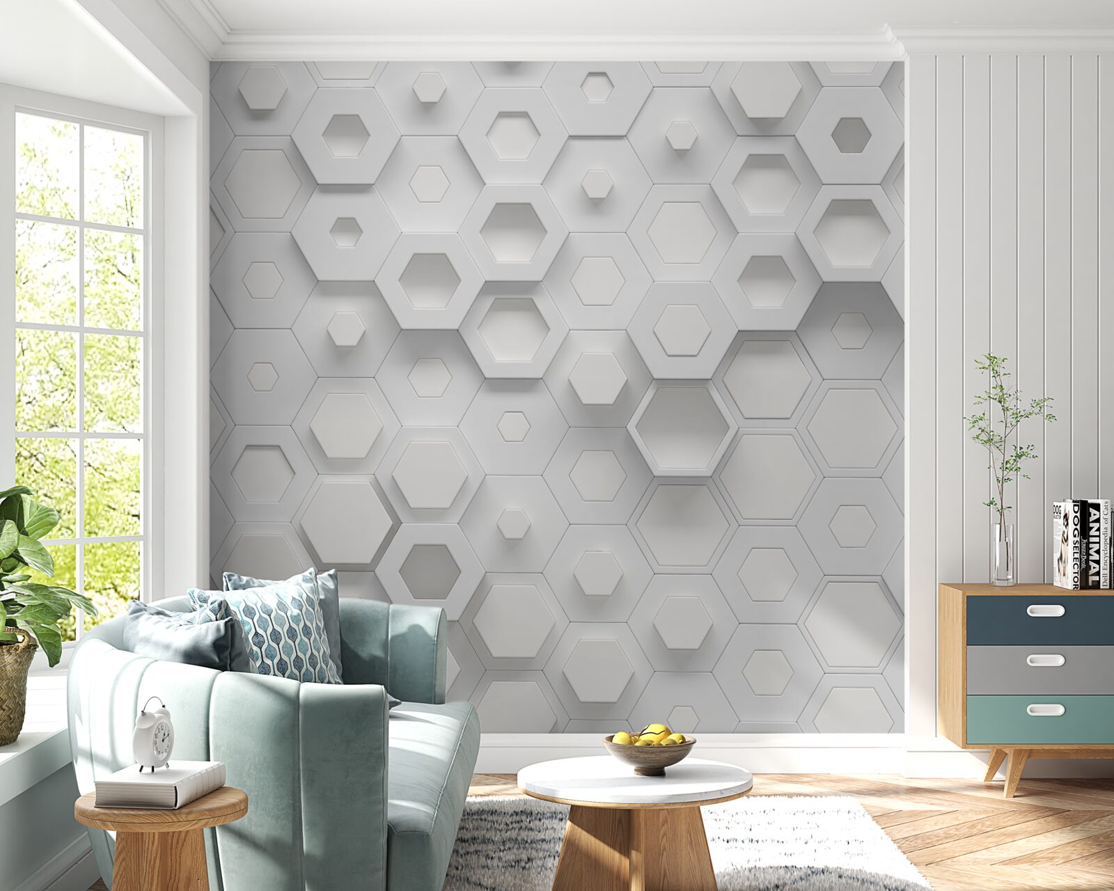 Фотошпалери великі білі візерунки