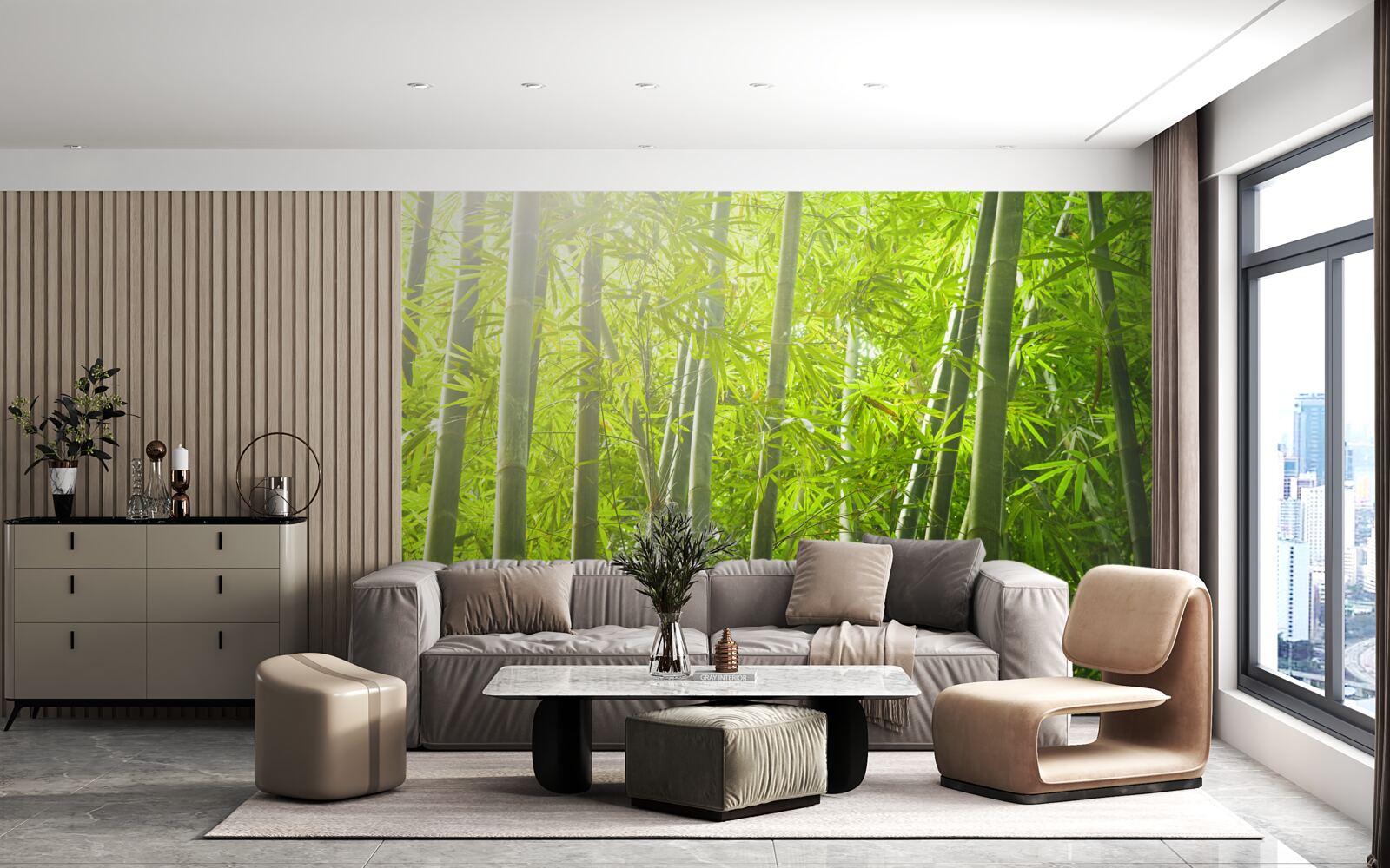 Фотошпалери густі зарості бамбука