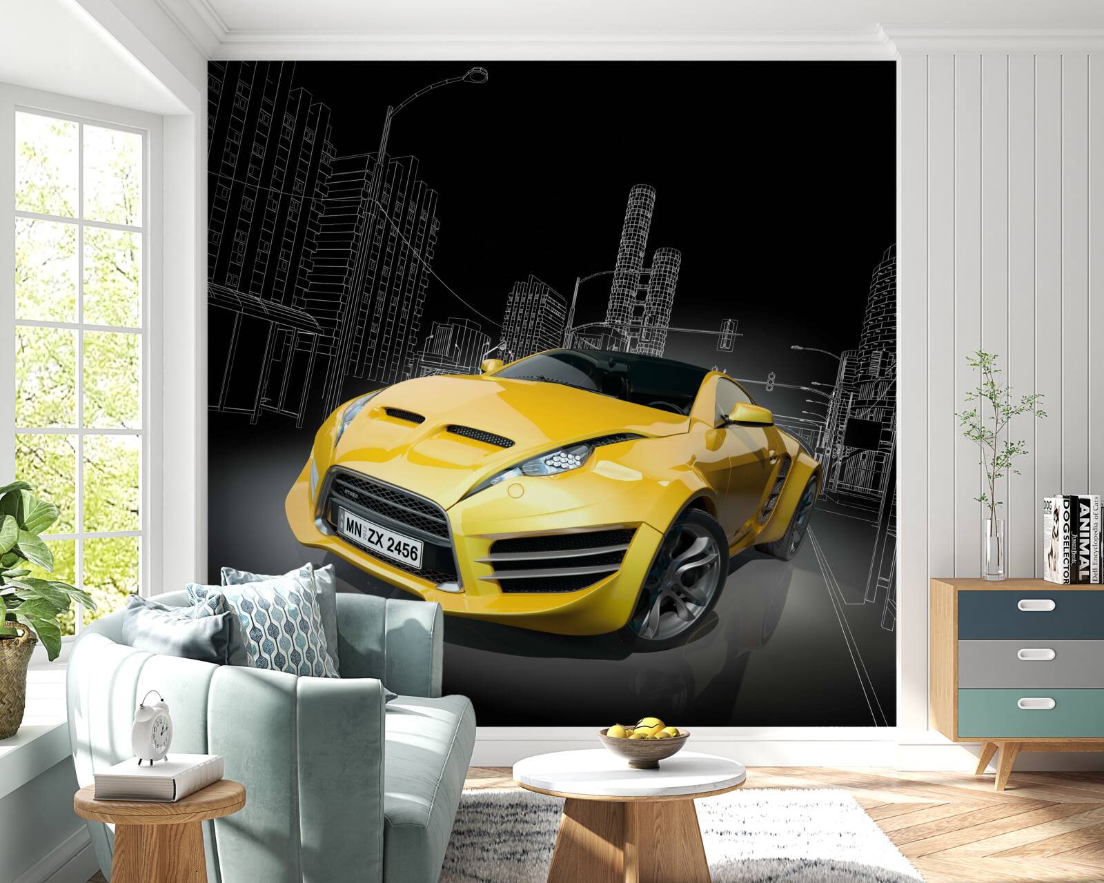 Фотошпалери Жовтий спортивний автомобіль