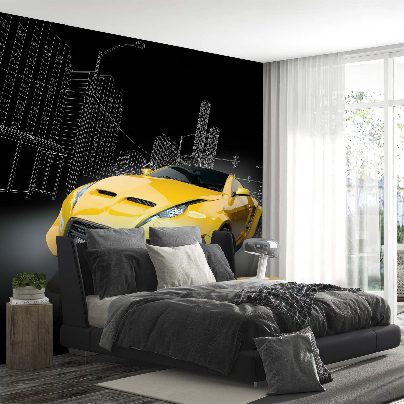 Фотошпалери Жовтий спортивний автомобіль