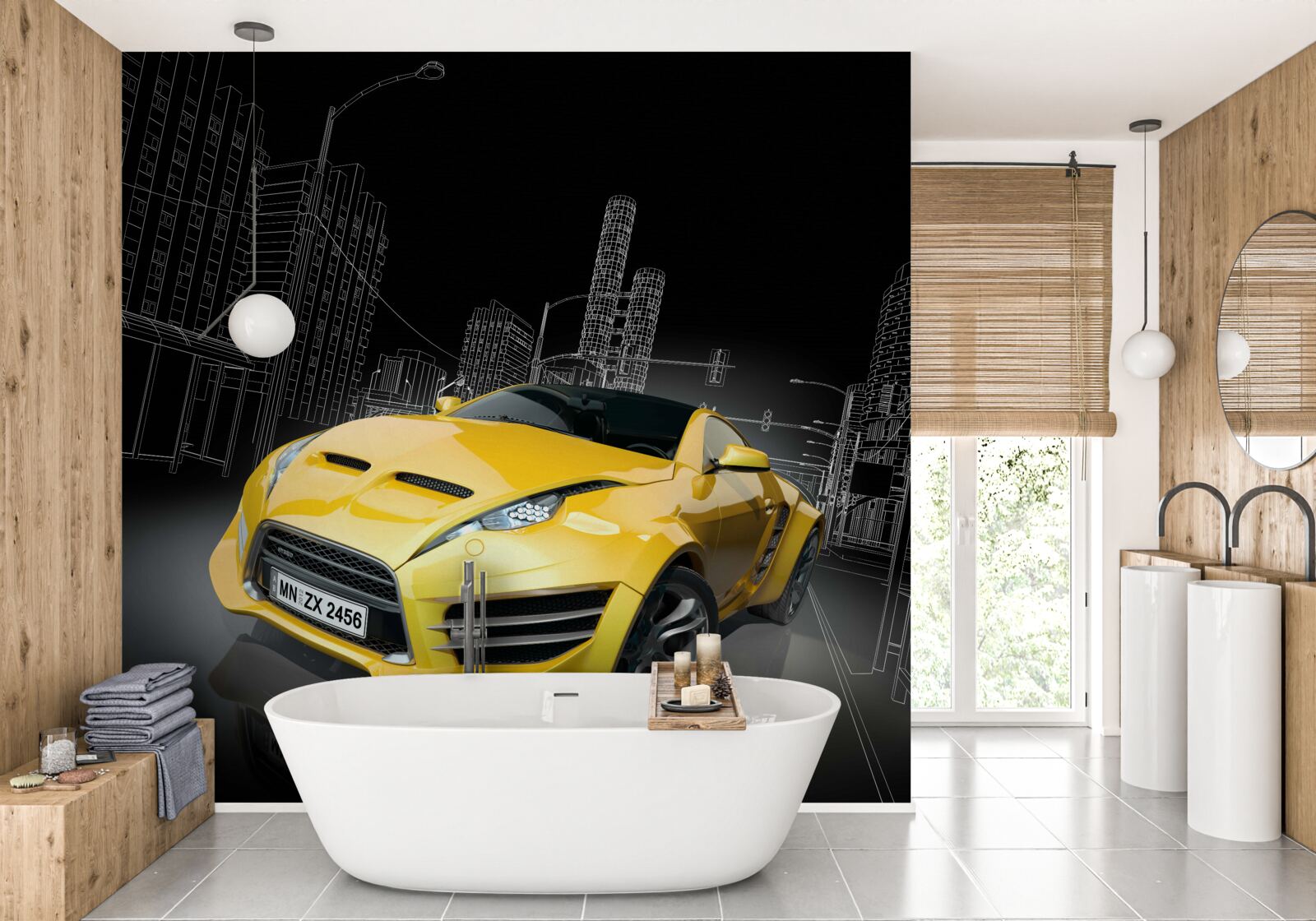 Фотошпалери Жовтий спортивний автомобіль