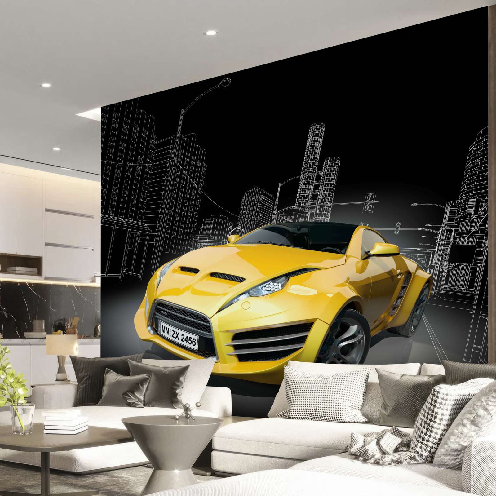 Фотошпалери Жовтий спортивний автомобіль