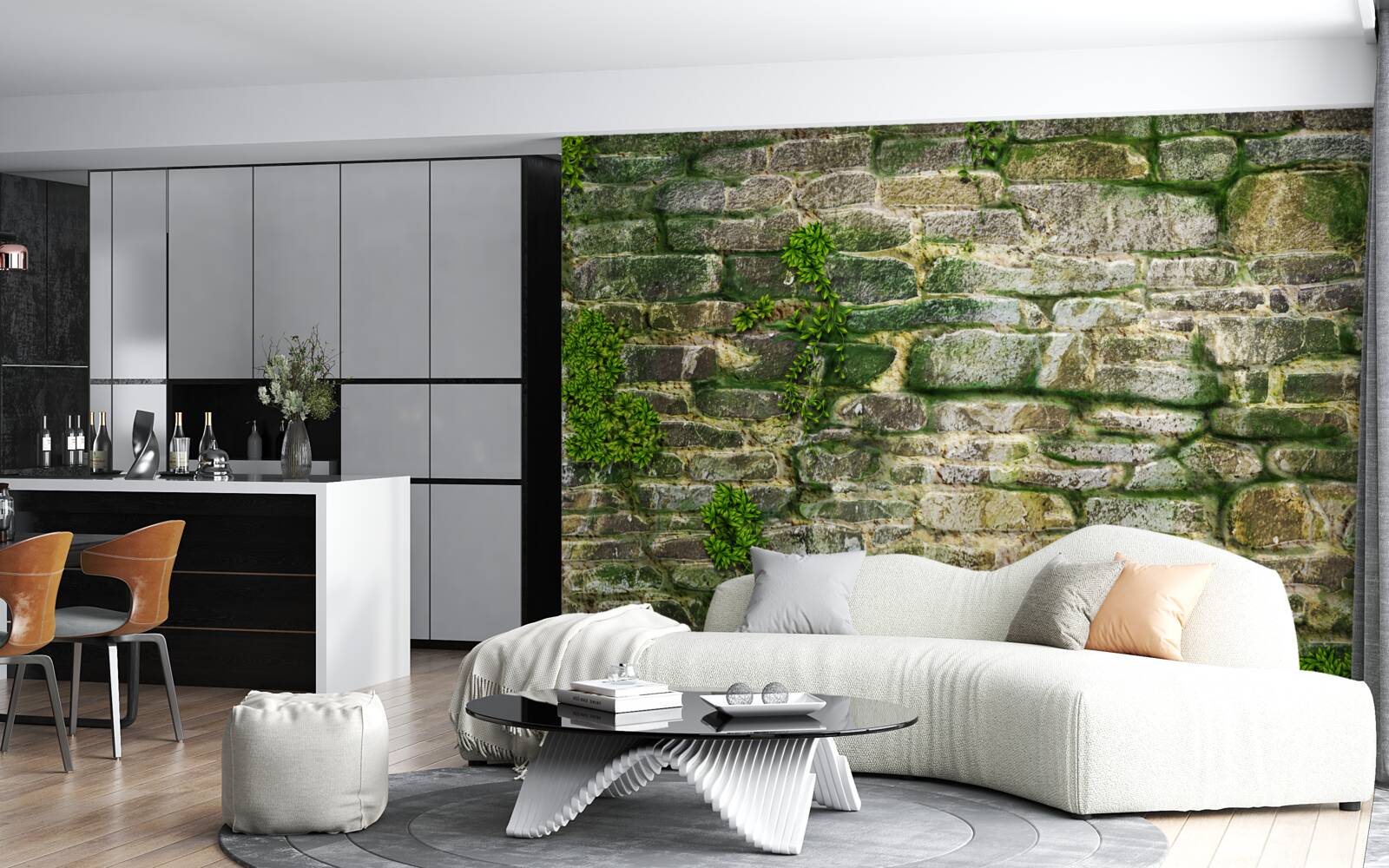 Фотошпалери старий камінь, вкритий мохом