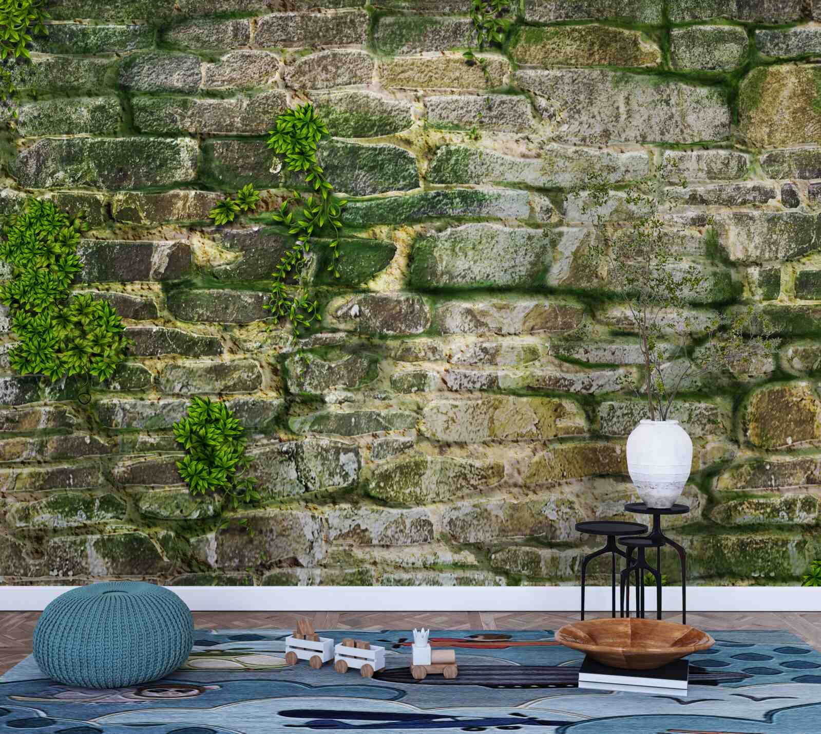 Фотошпалери старий камінь, вкритий мохом