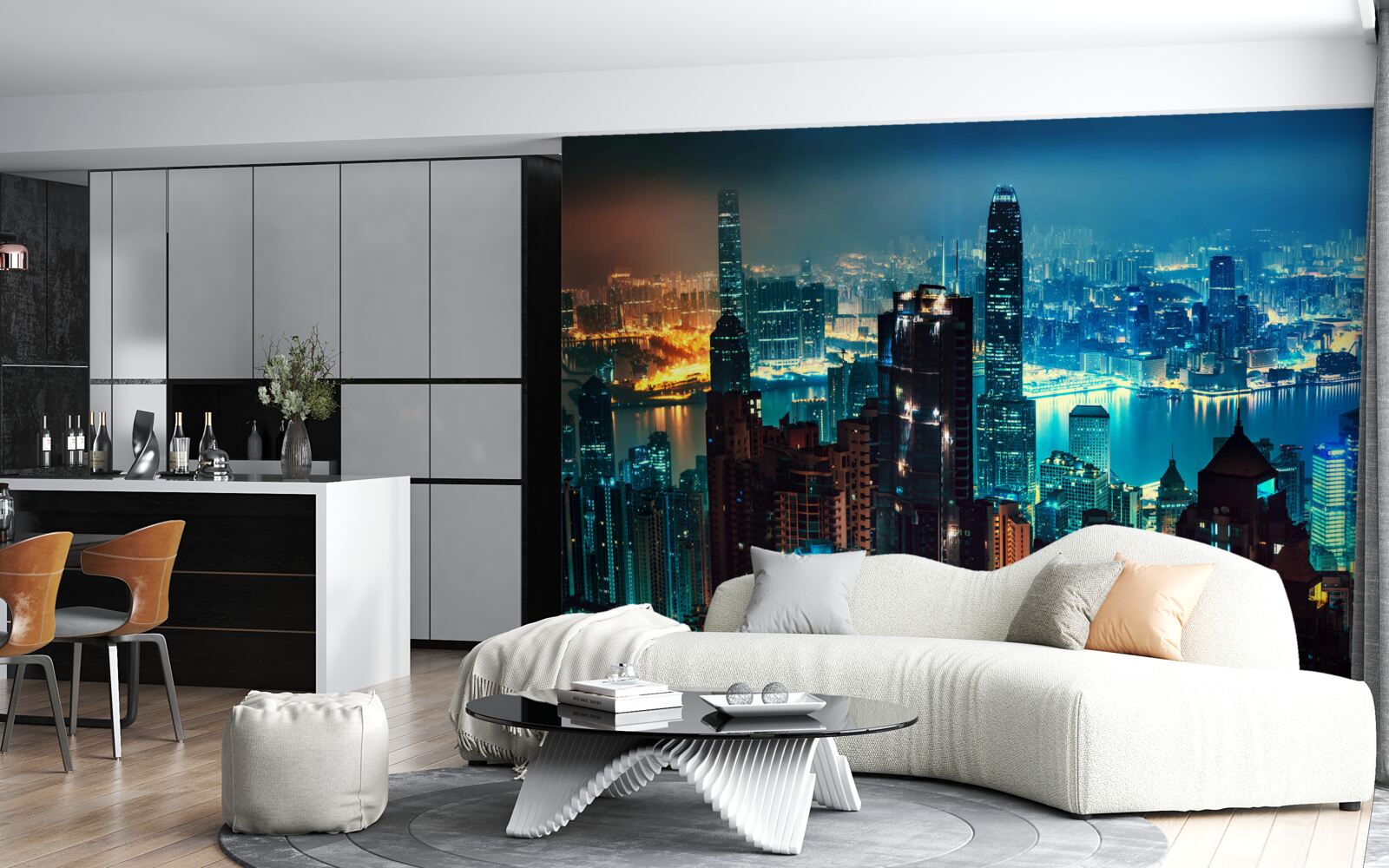 Фотошпалери вид на велике місто вночі