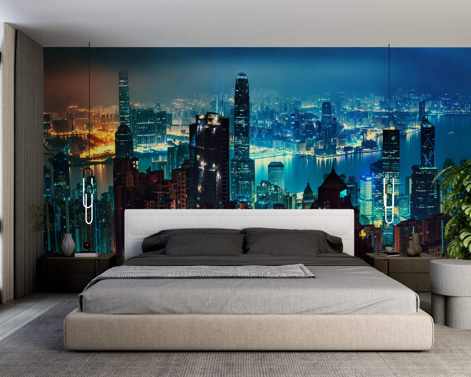 Фотошпалери вид на велике місто вночі