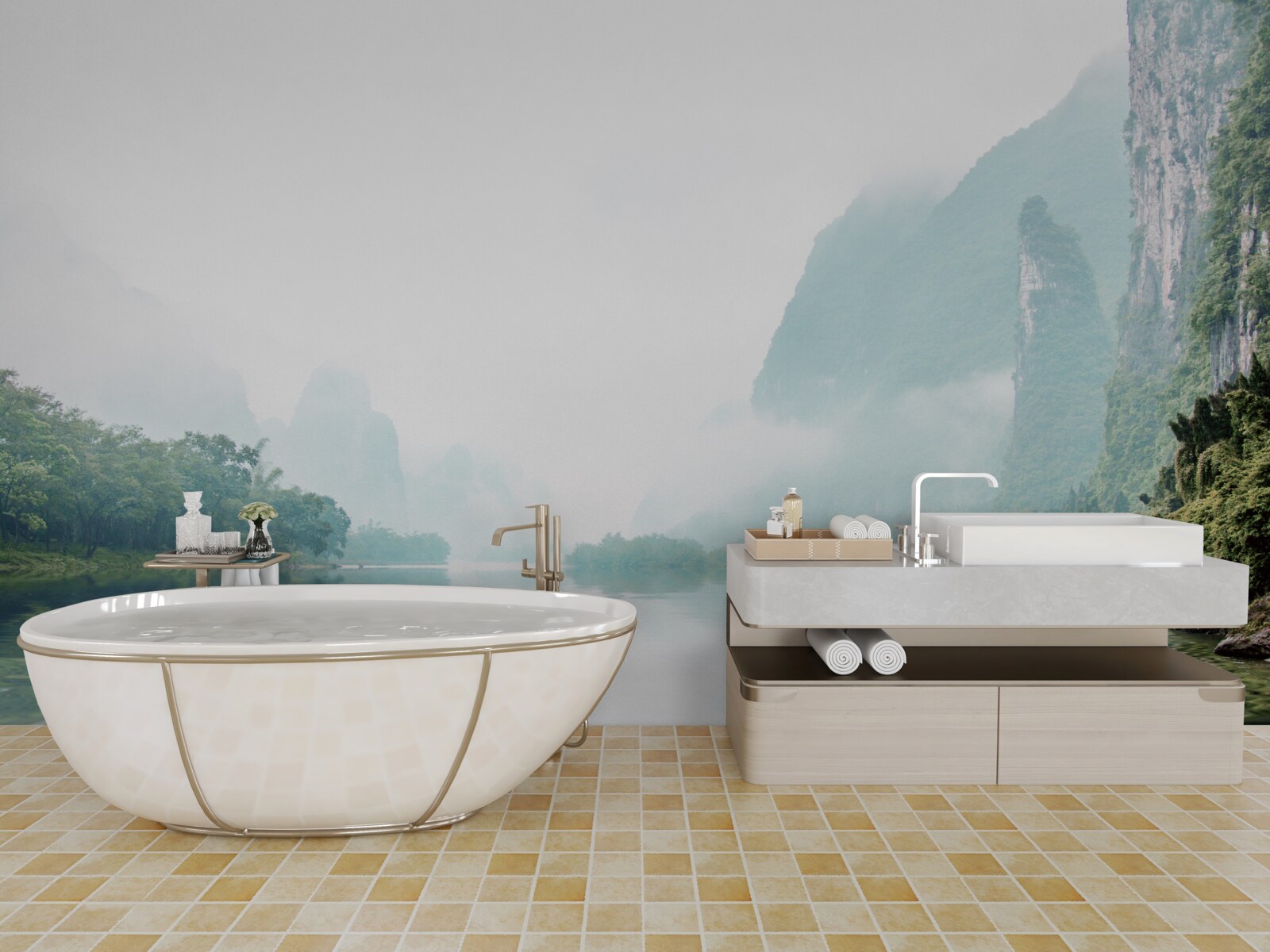 Фотошпалери вражаючий річковий пейзаж