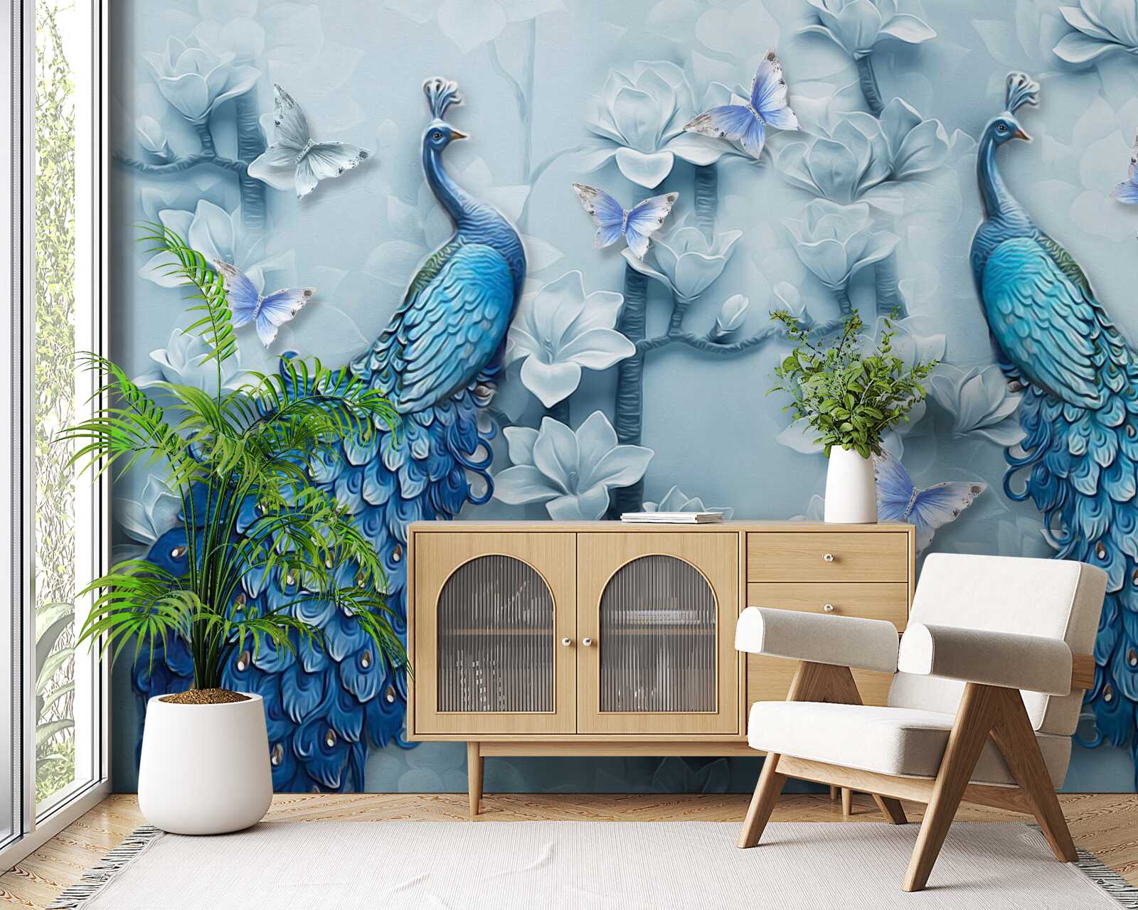 Фотошпалери пара прекрасних павичів