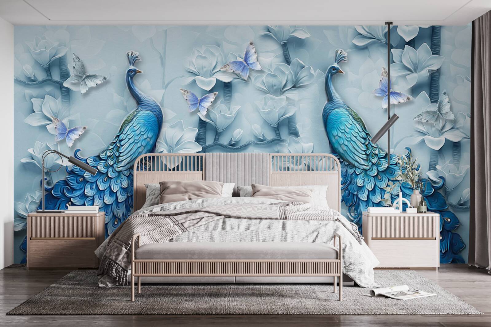 Фотошпалери пара прекрасних павичів